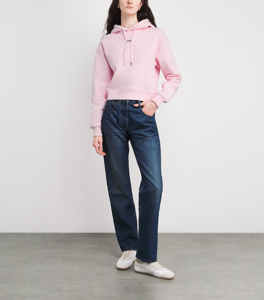 Cotton Grosgrain Logo Hoodie 431 PINK 2 Image 2