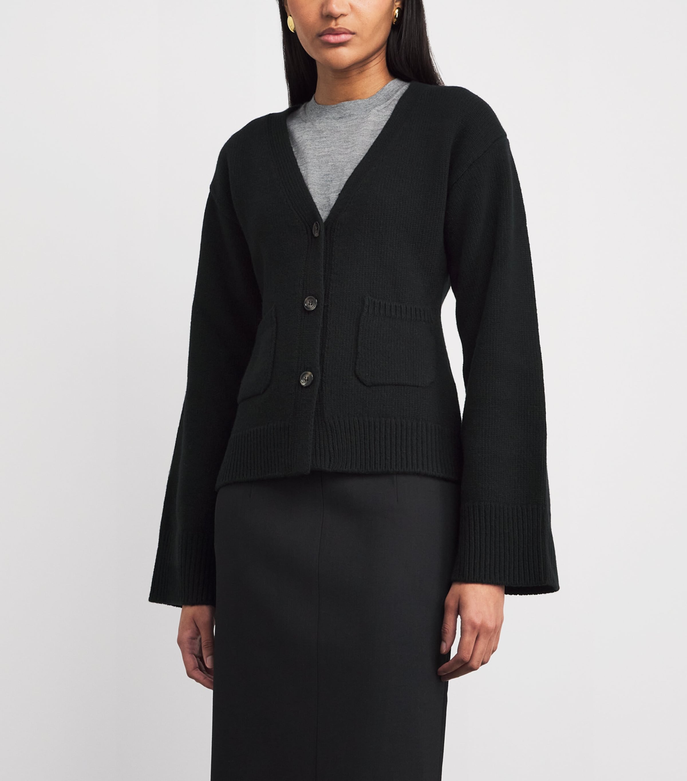 Almada Label Womens Merino Wool-Cashmere Drea Cardigan Black Image 4