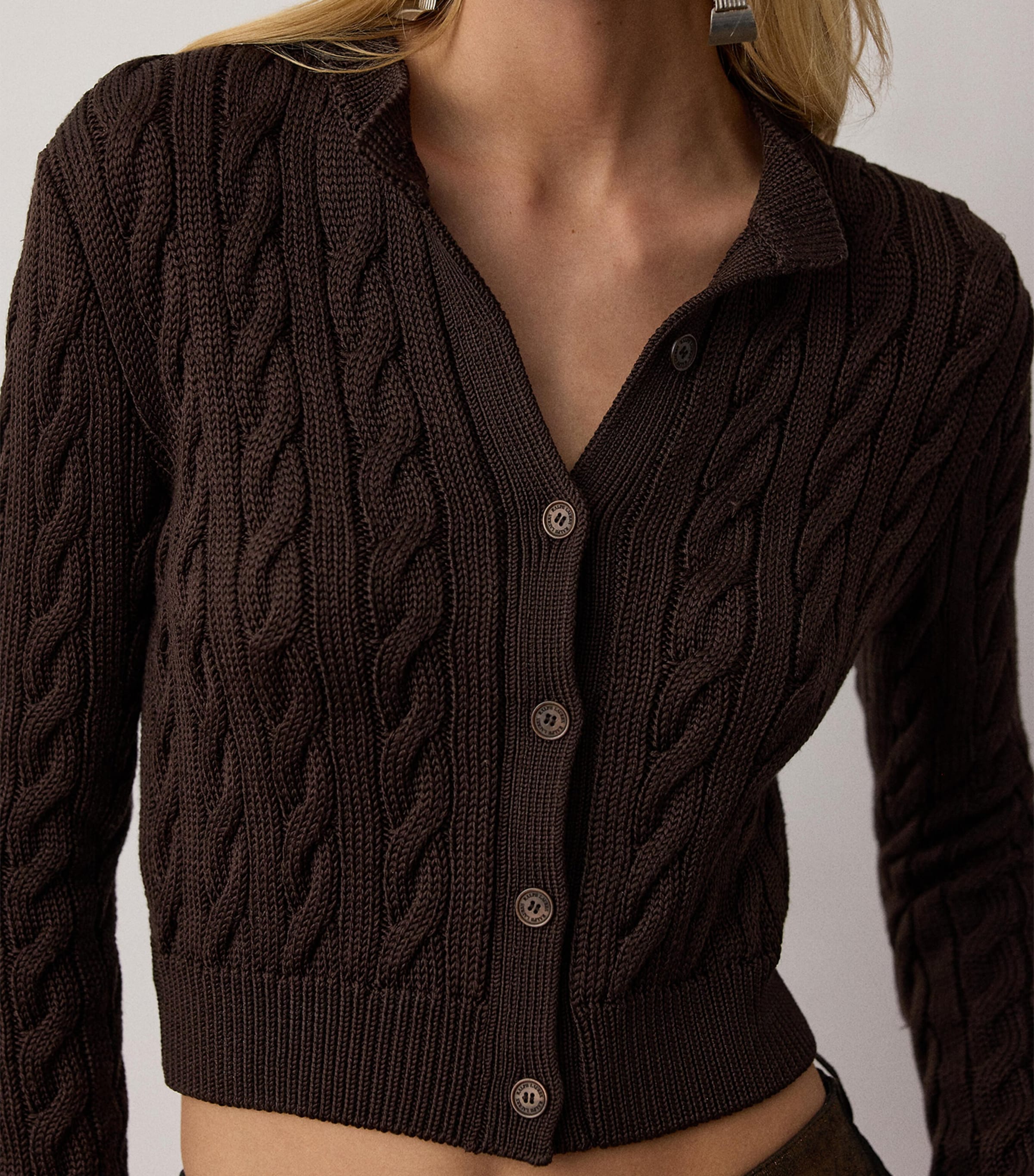 Ralph Lauren Collection Womens Mulberry Silk Cropped Cardigan Sycamore Image 4