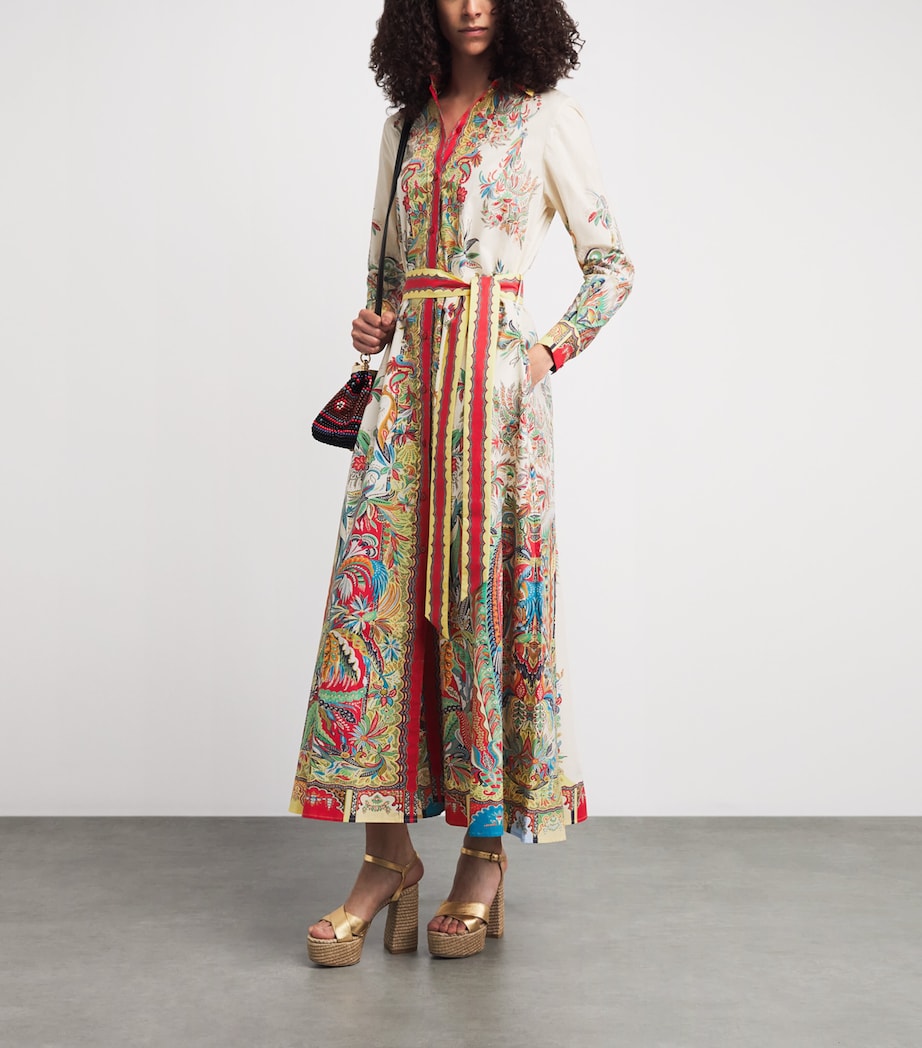 Etro Womens Cotton Paisley Maxi Shirt Dress Prnt/white Bs Image 2