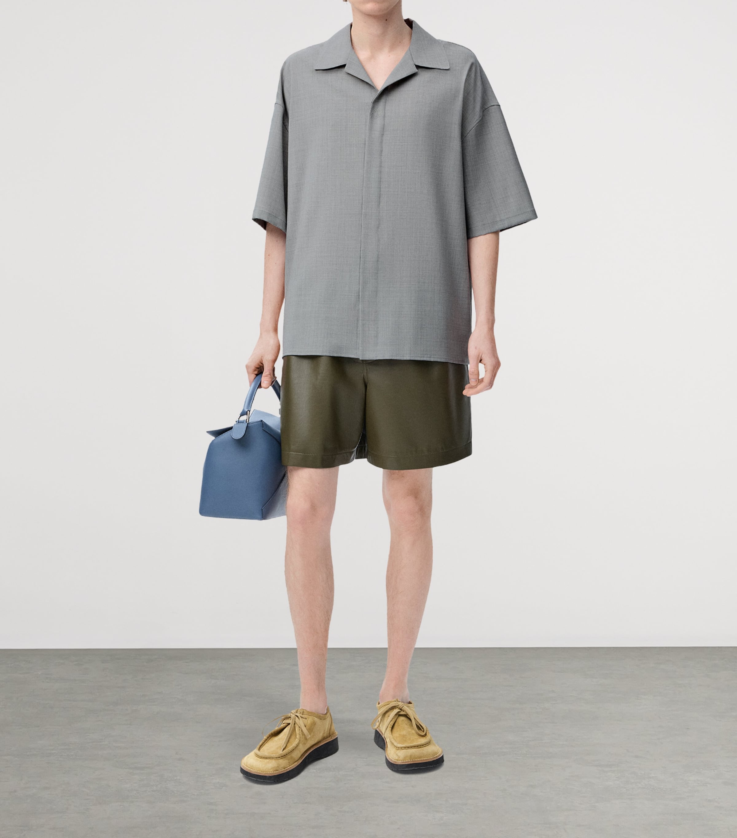 LOEWE Grey Wool-Blend Short-Sleeve Shirt | Harrods UK LOEWE Grey Wool-Blend Short-Sleeve Shirt | Harrods UK