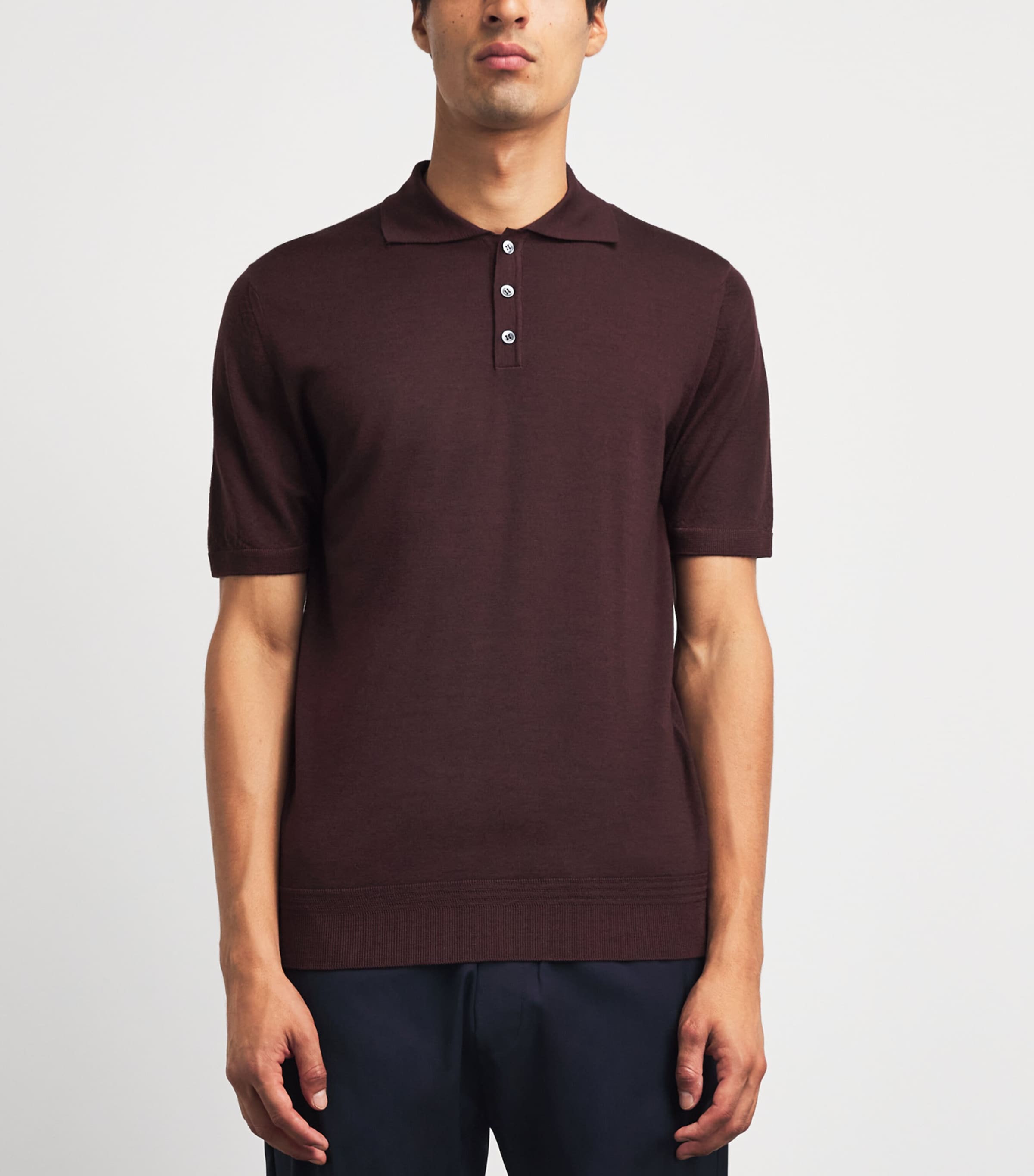 Barena Mens Merino Polo Shirt Merlot Image 4