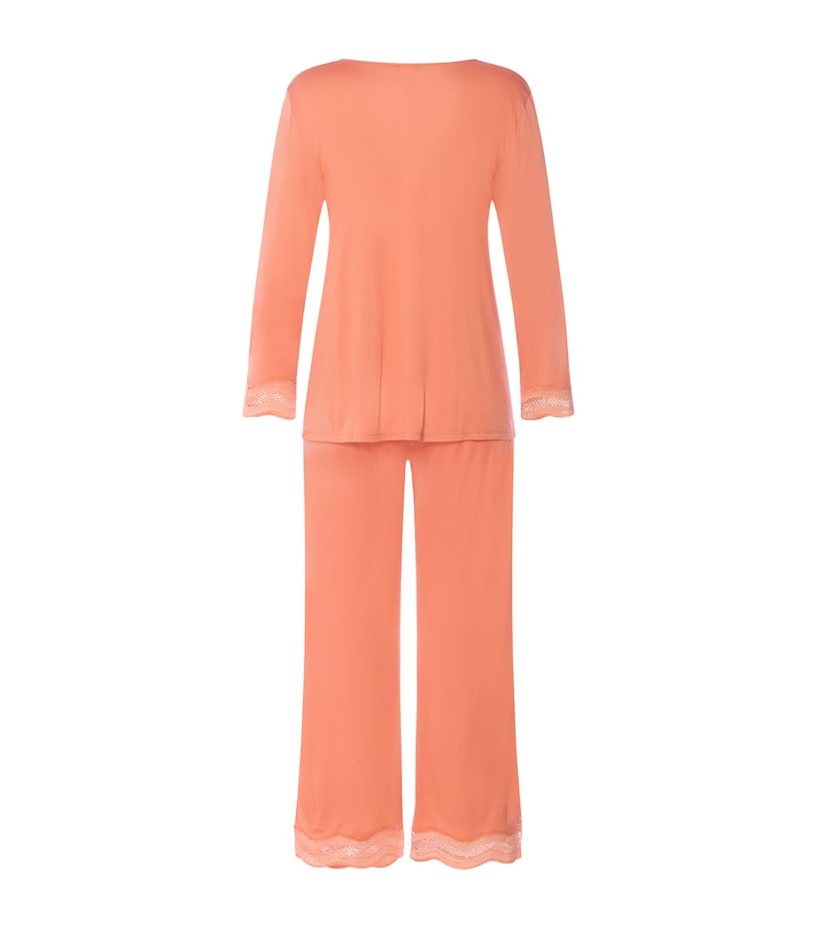 Hanro Womens Long Cira Pyjama Set Light Carnelian Image 4