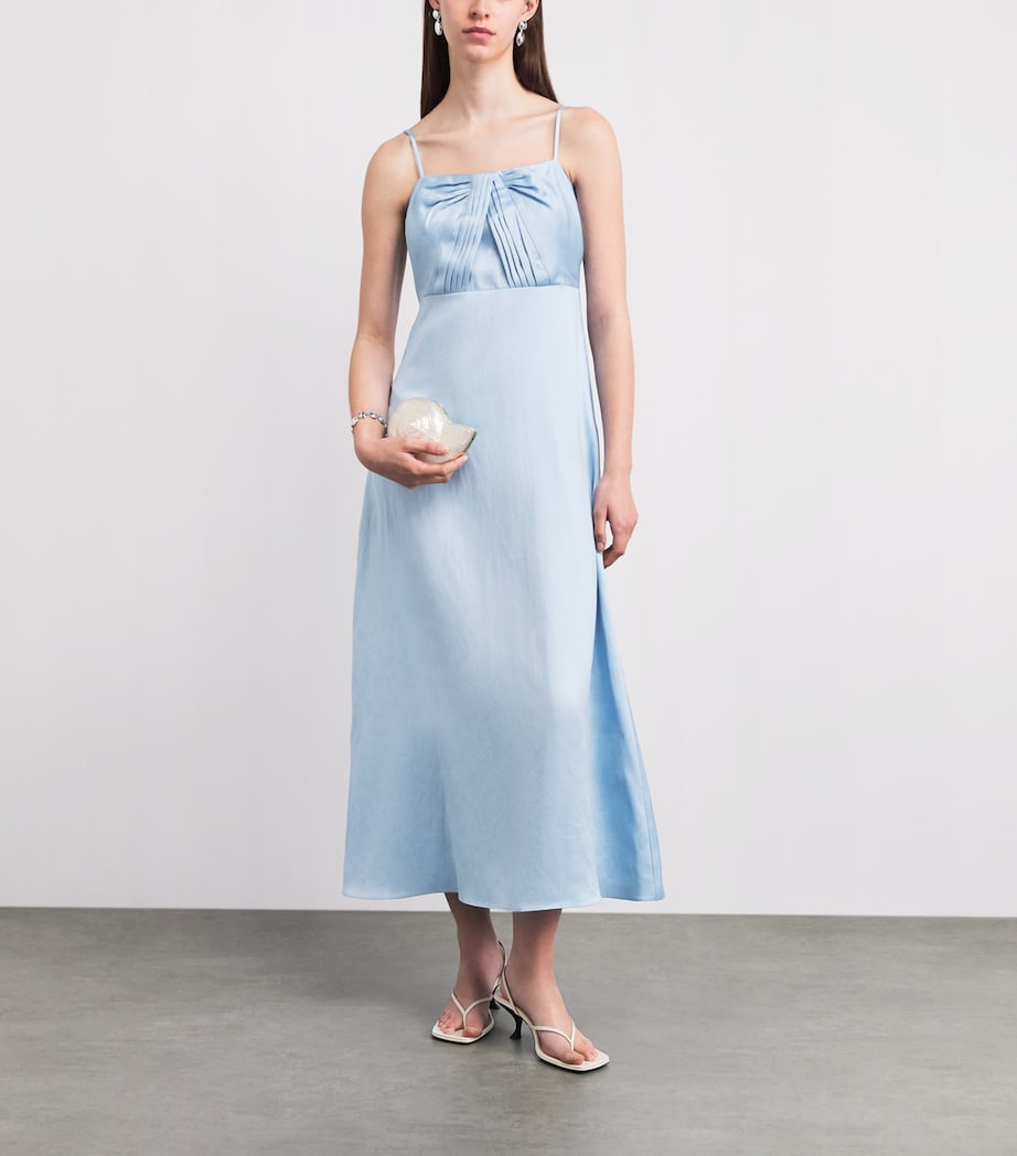 Sandro Paris Womens Satin Maxi Dress Blue Sky Image 2