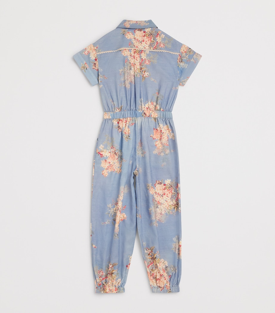 Crochet-Trim Cascadian Jumpsuit (2-10 Years) TEAL BLUE FLORAL Image 2