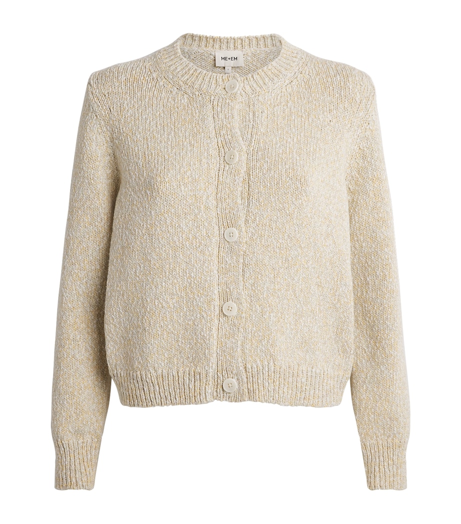 ME+EM Womens Cotton Knitted Button-Up Cardigan Yellow Mouline Image 1