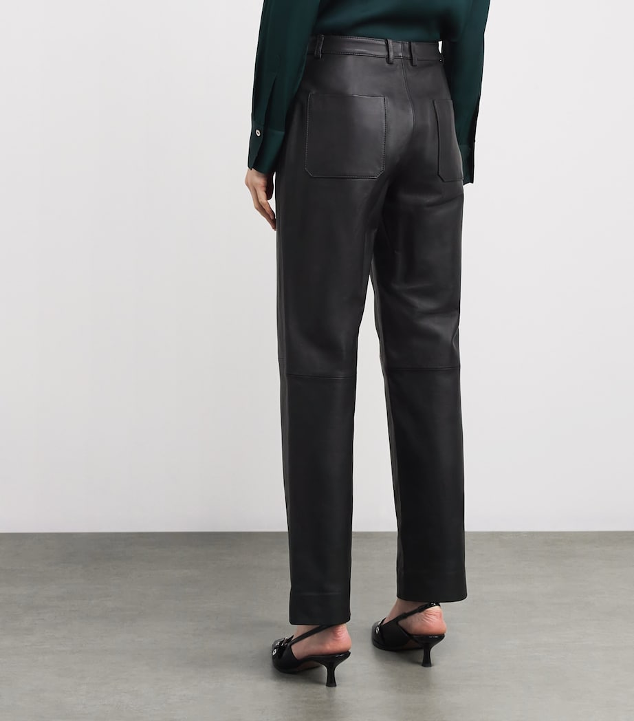 Leather Straight-Leg Trousers 001BLK Image 4