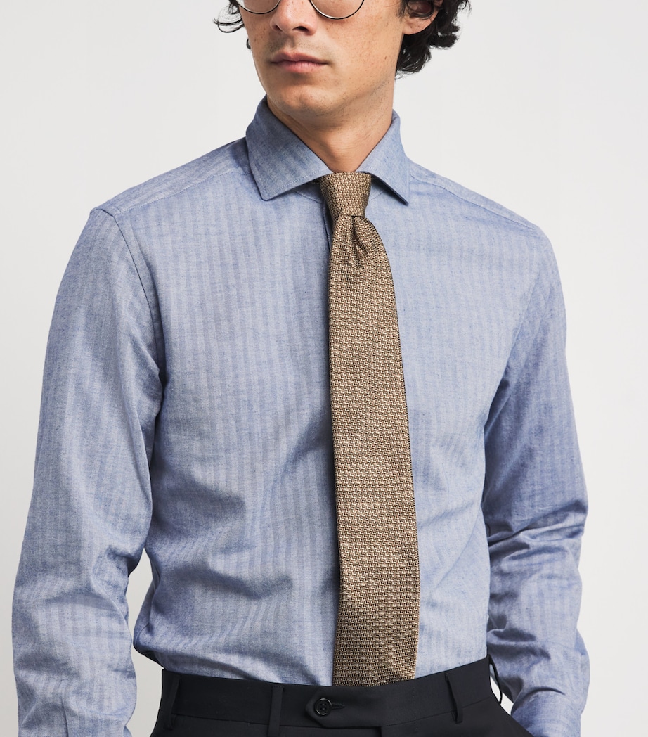 Cotton Herringbone Shirt 003 CHINA BLUE Image 6