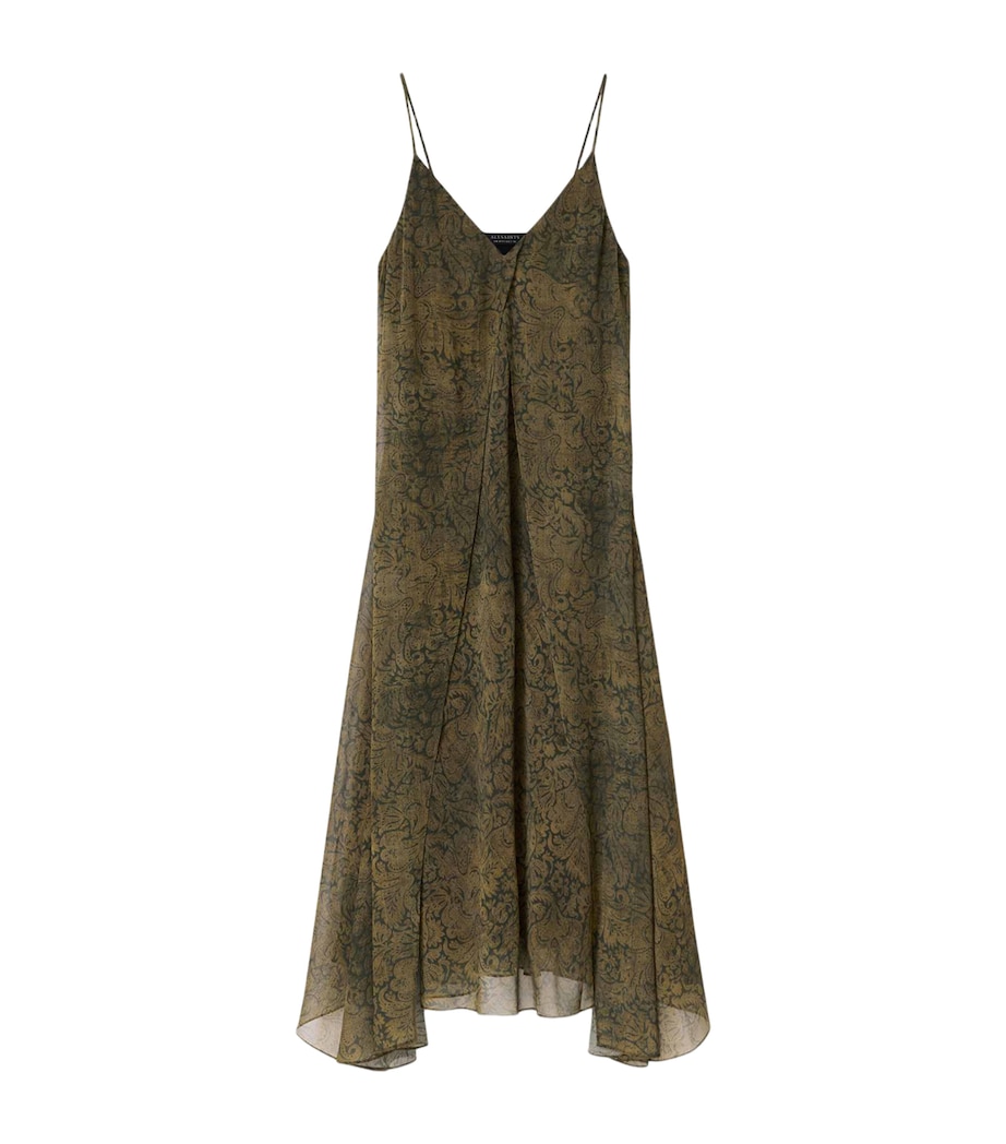AllSaints Womens Vanda Paisley Dress Sirius Gold Black Image 1