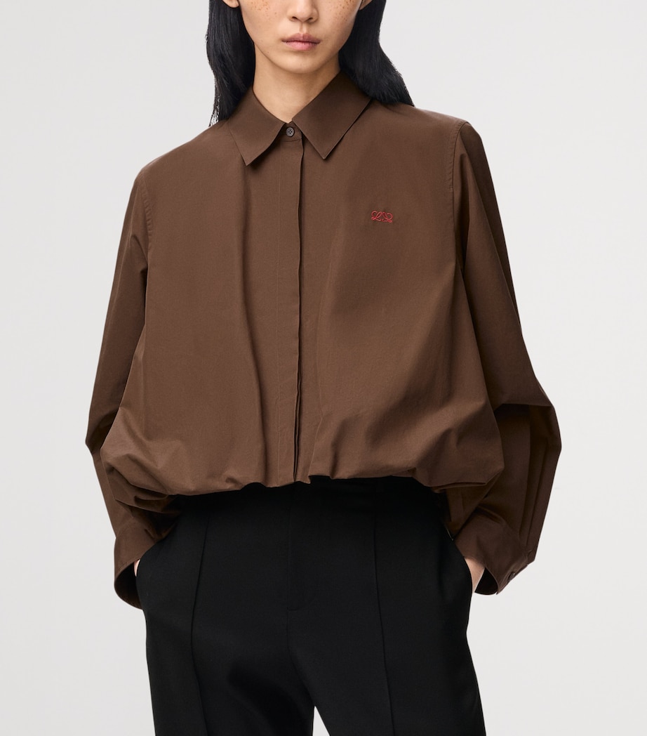 LOEWE Womens Drawstring-Hem Shirt Brown Image 3