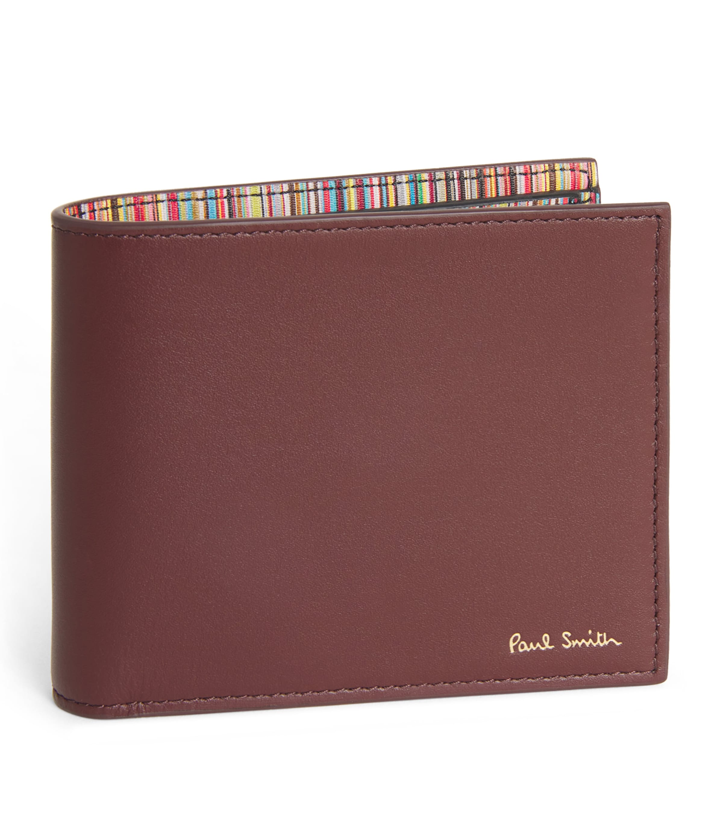 Paul Smith Leather Signature Stripe Bifold Wallet In Red