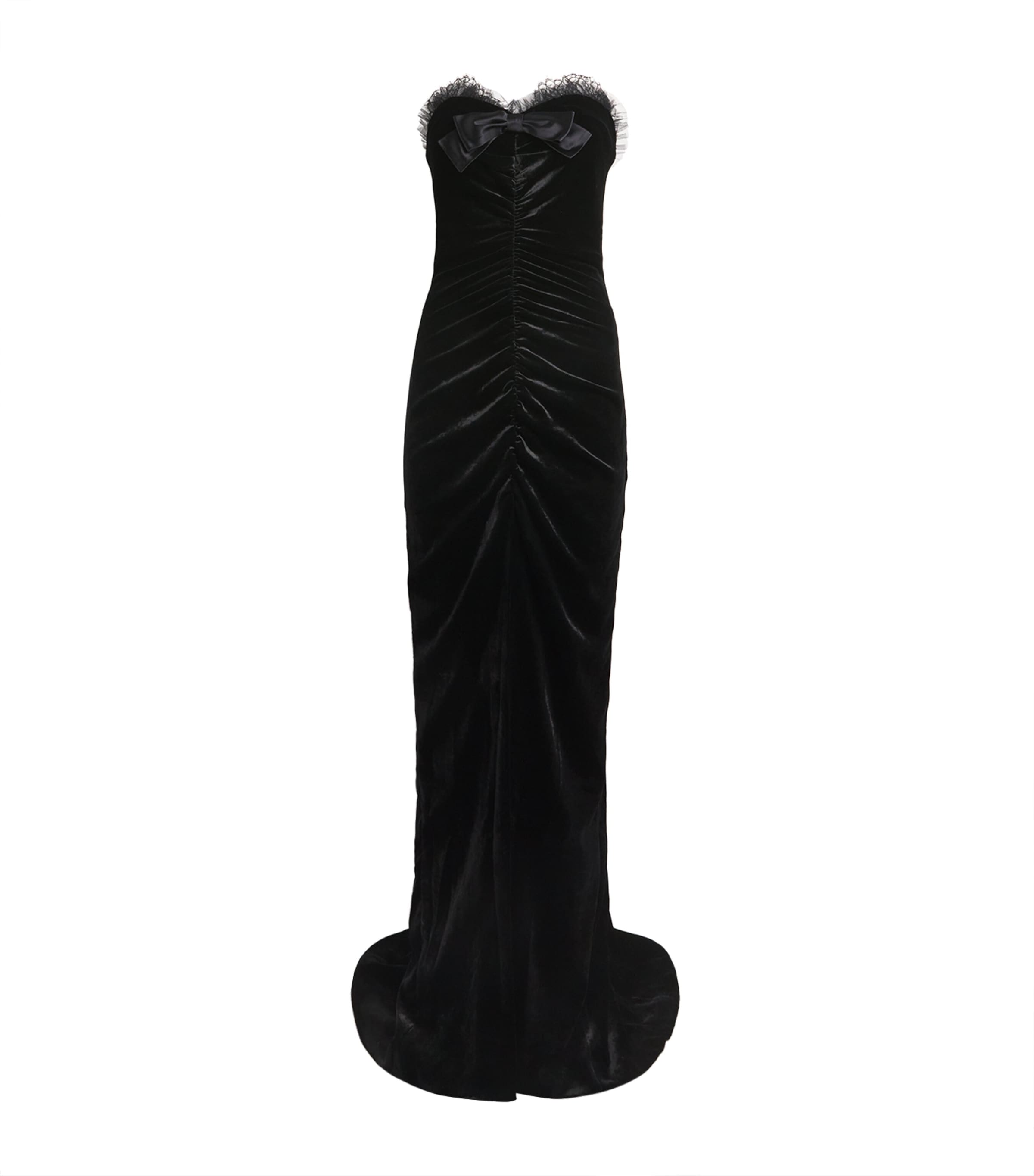 Alessandra Rich Womens Velvet Strapless Gown Black Image 1