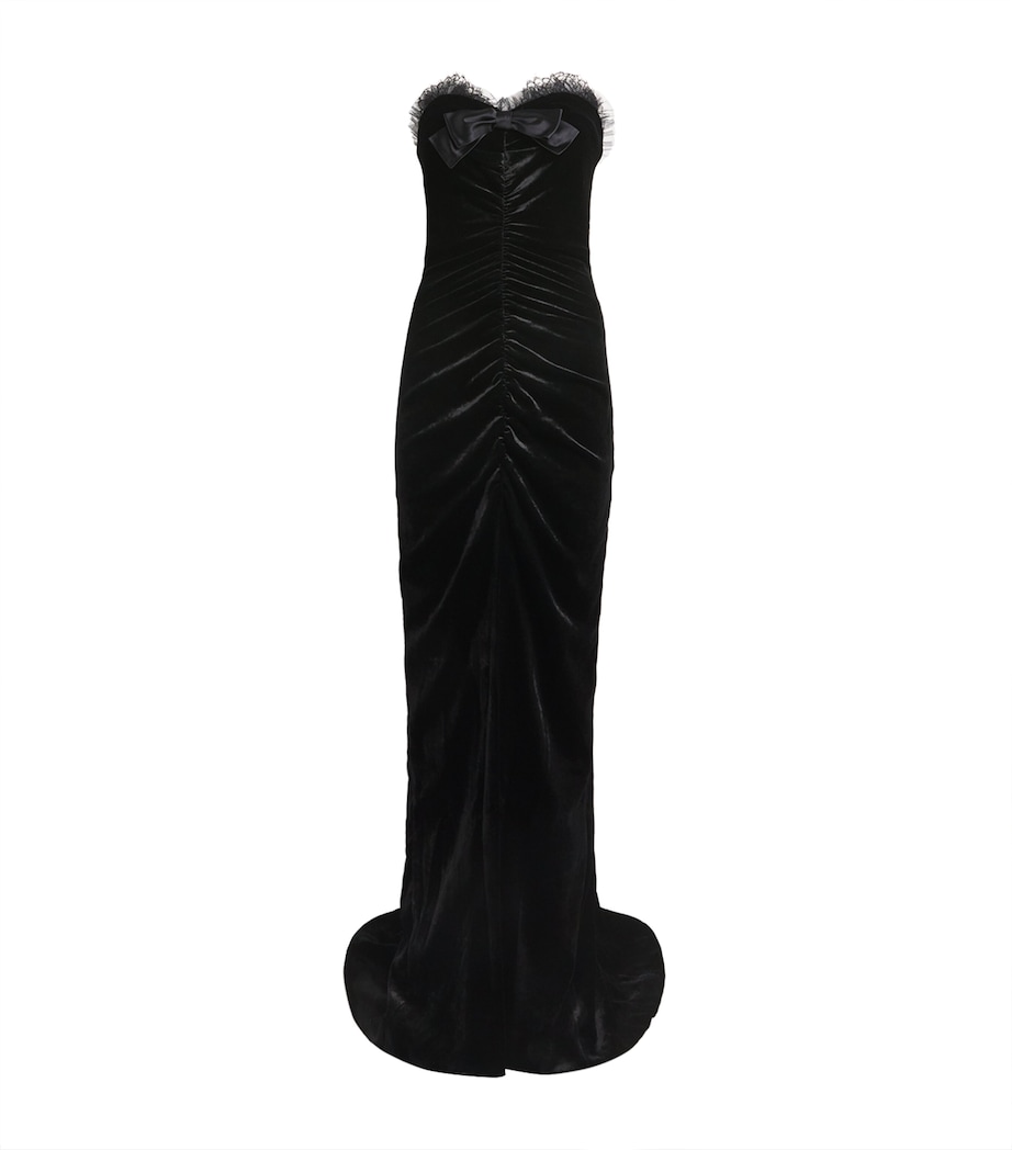Alessandra Rich Womens Velvet Strapless Gown Black Image 1