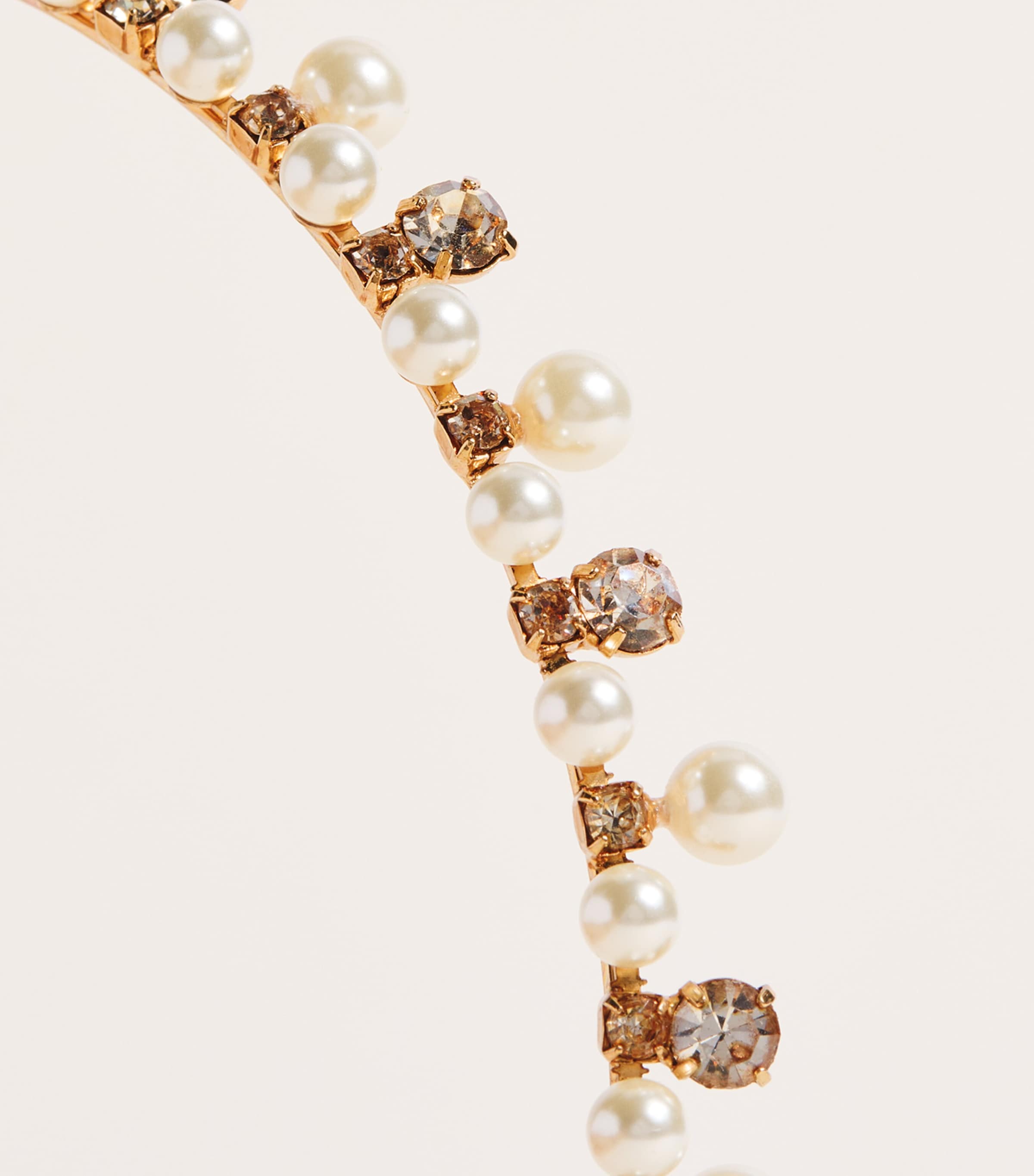 Jennifer Behr Crystal and Pearl Embellished Corisande Tiara Pearl / Gold Image 3