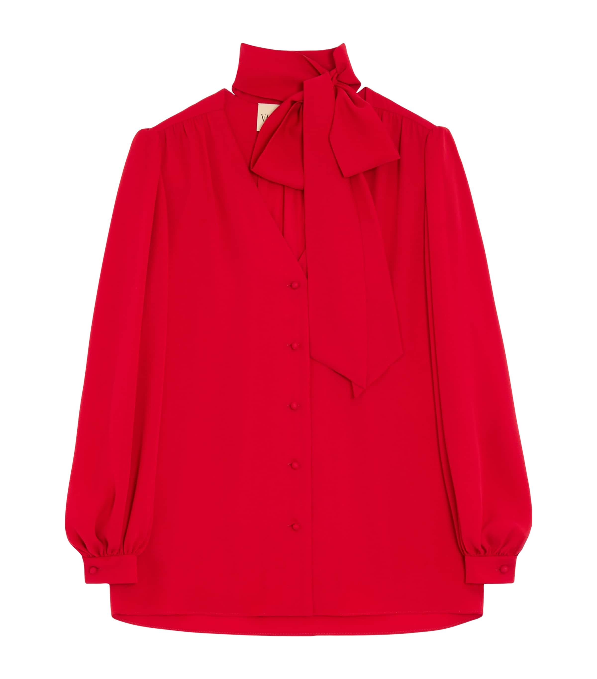 Valentino Womens Silk Tie-Detail Blouse Image 1