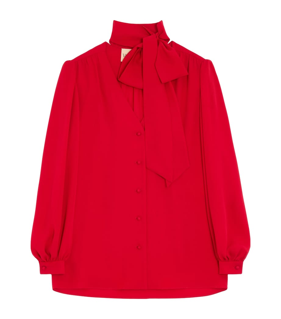 Valentino Womens Silk Tie-Detail Blouse Image 1