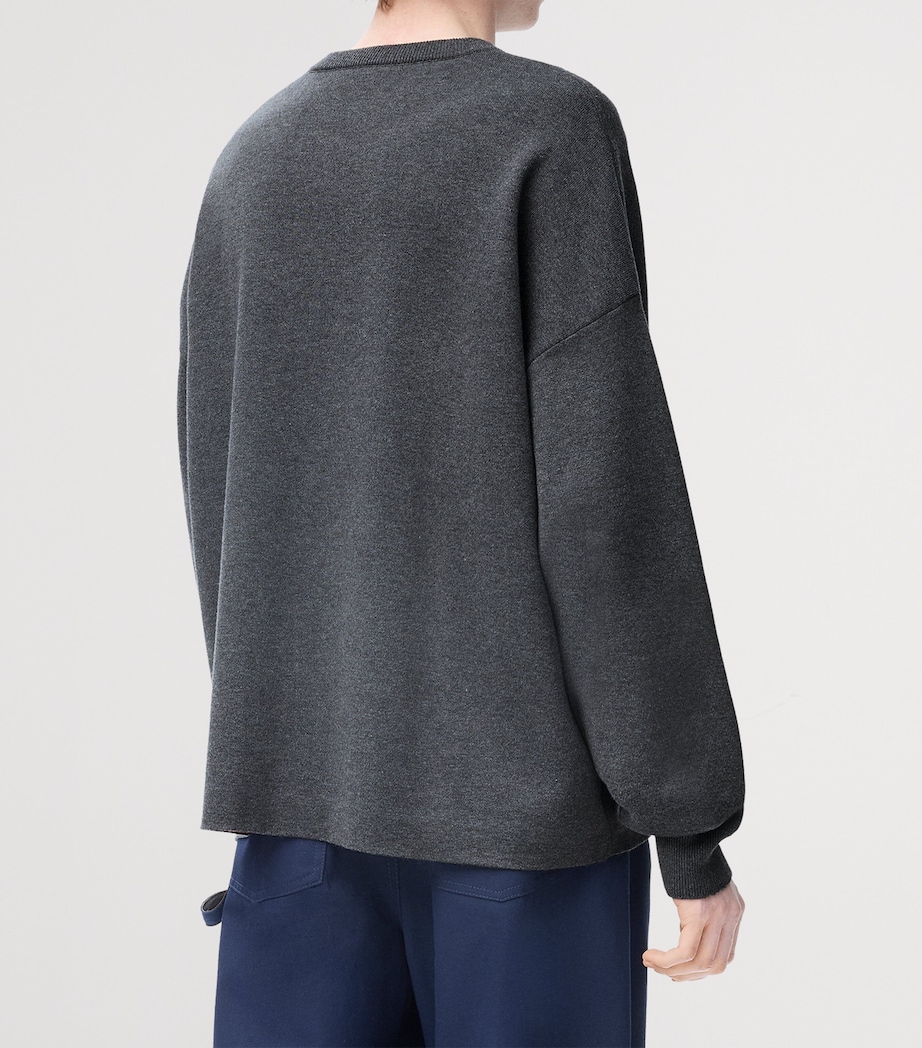 Cotton-Blend Anagram Sweater GREY/BLUE Image 3