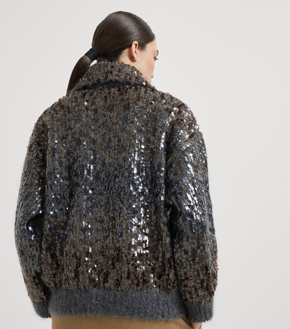Mohair-Blend Sequin-Embellished Cardigan C9144 Image 3