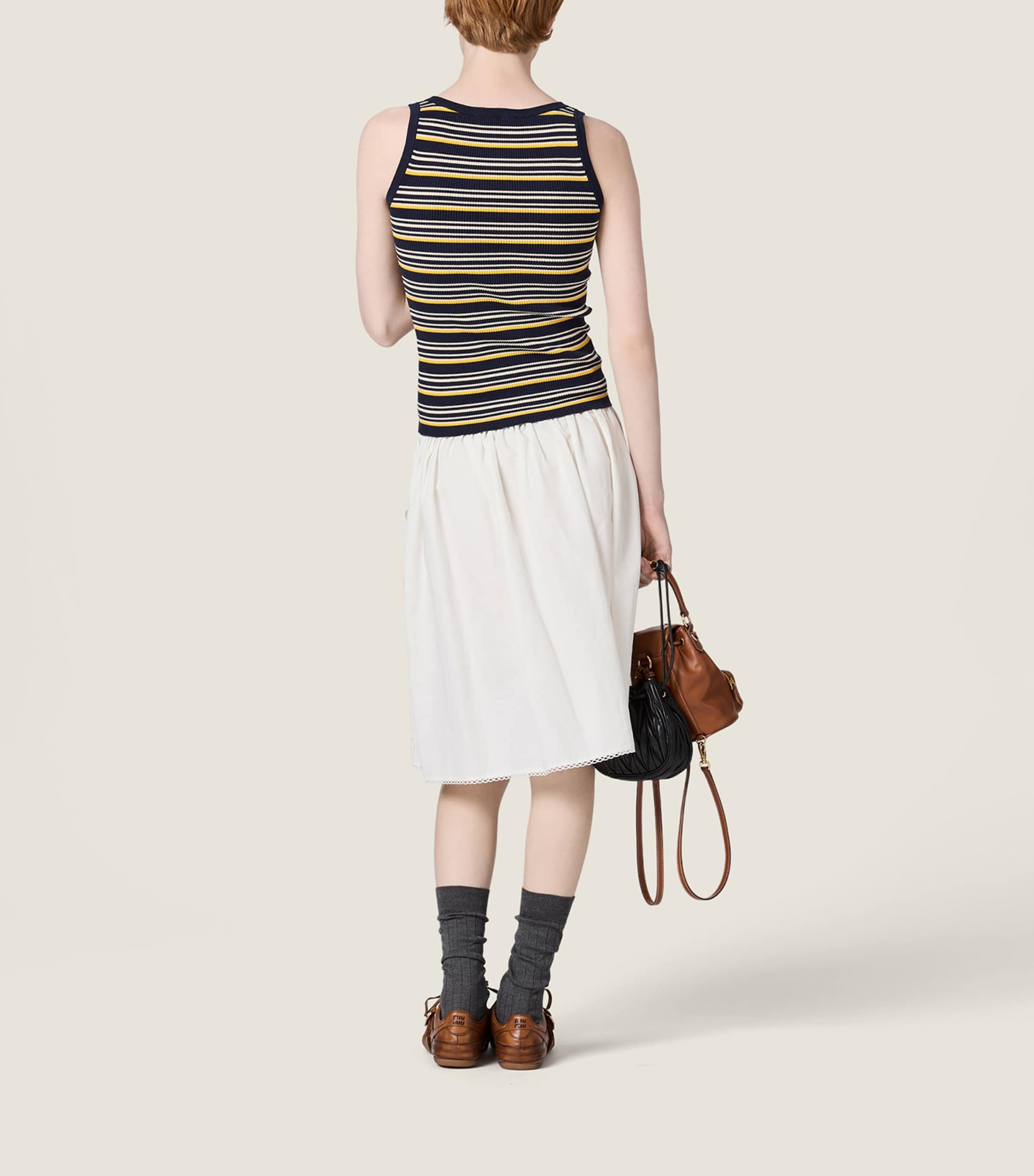 Miu Miu Womens Cotton Stripe Tank Top Blue Image 3
