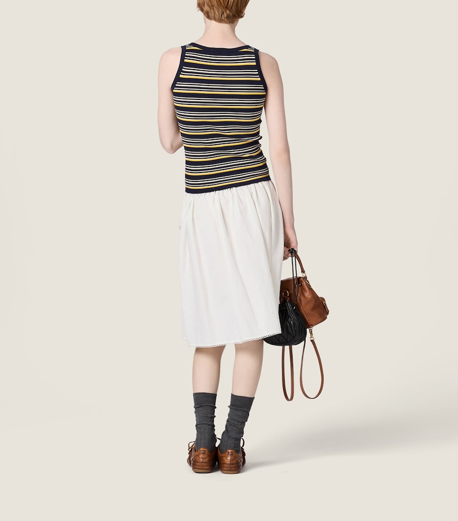 Miu Miu Womens Cotton Stripe Tank Top Blue Image 3