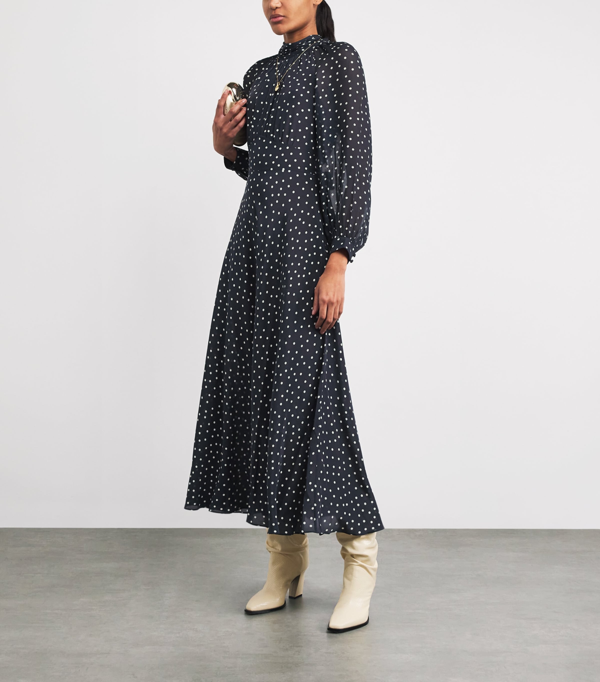 Silk Paige Midi Dress LAYLA DOT NAVY Image 2