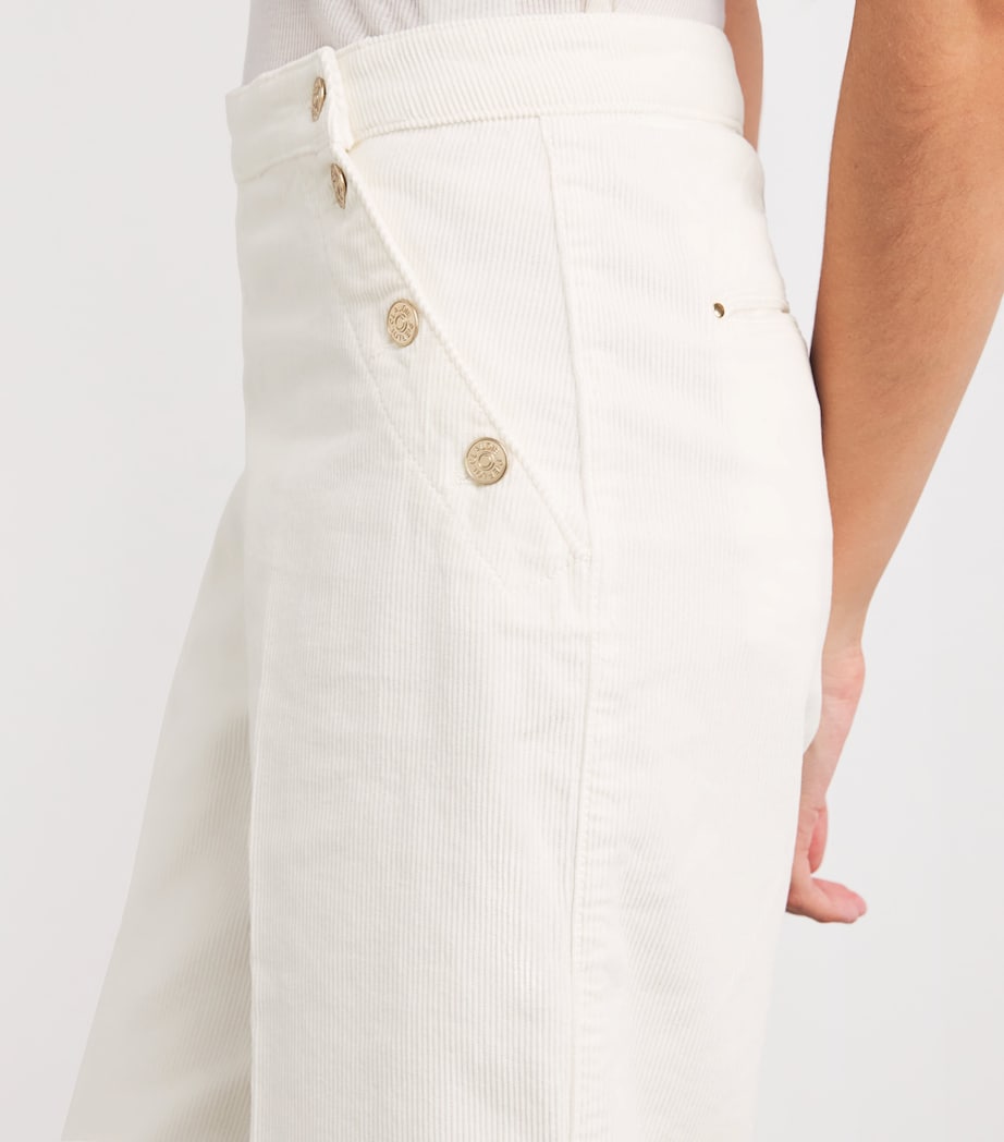 Corduroy Button-Detail Trousers ECRU Image 6