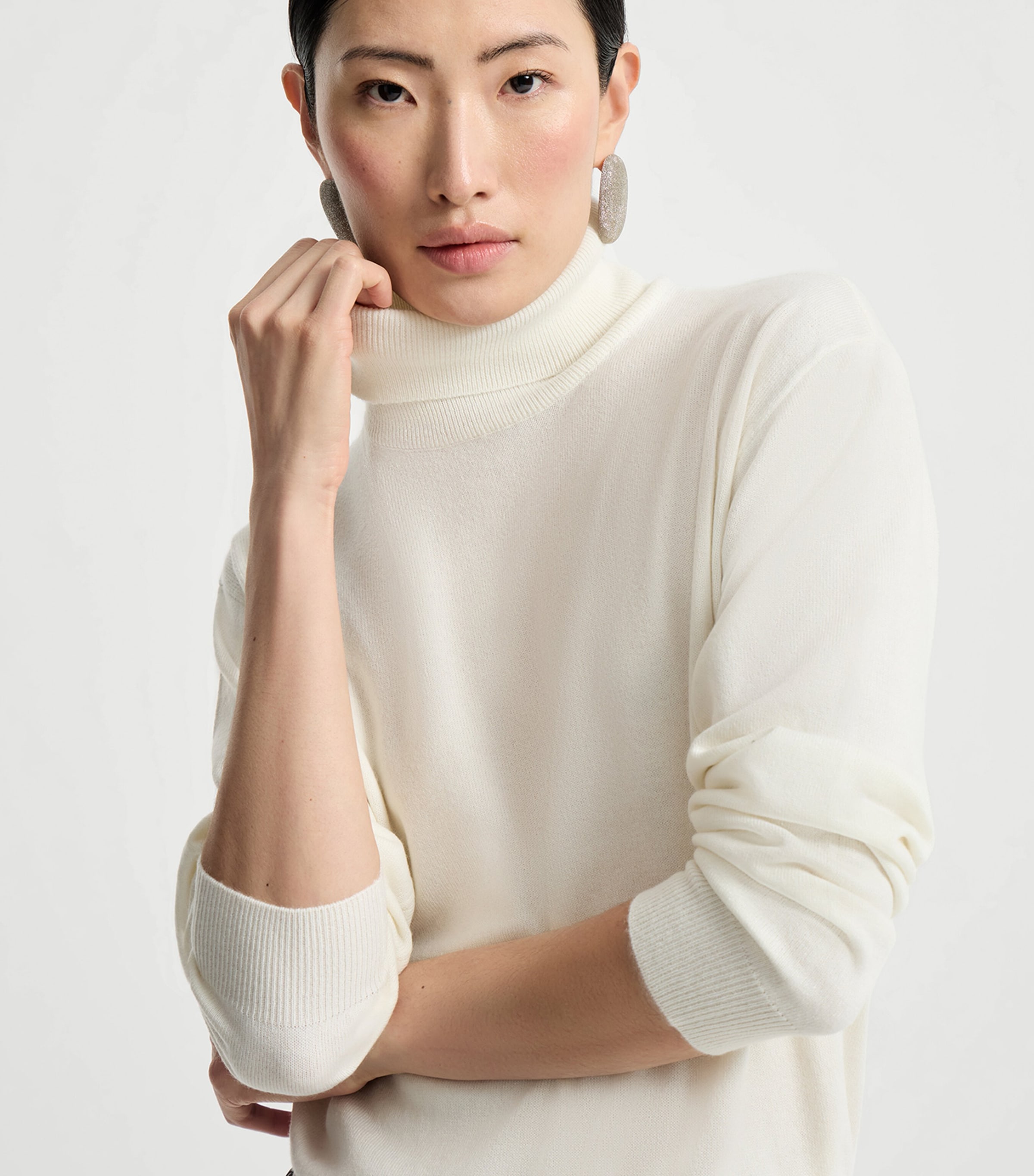 Brunello Cucinelli Womens Cashmere Monili-Trim Rollneck Sweater Image 4