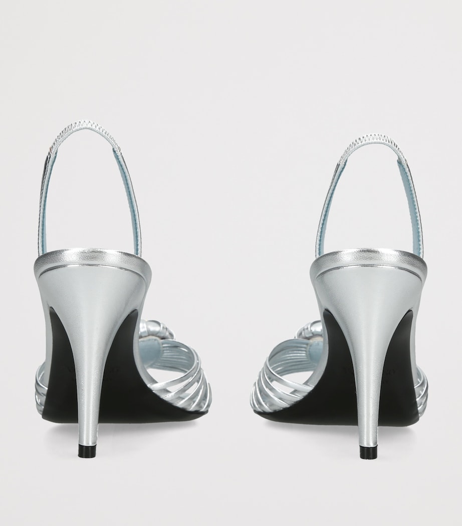 Valentino Garavani Metallic Leather Royal Slingback Heels 85 Silver Image 2