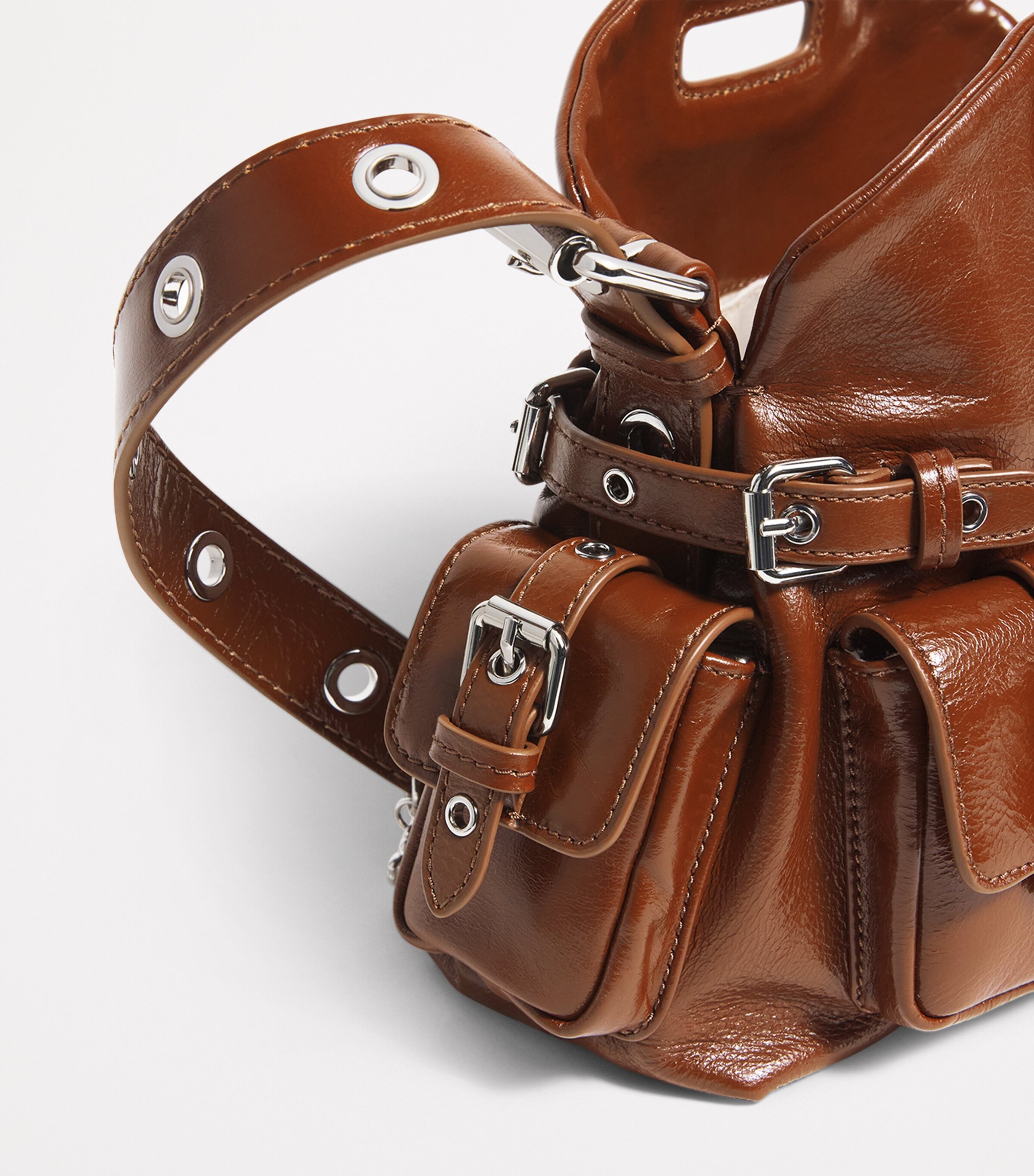 Maje Brown Leather Miss M Pocket Shoulder Bag | Harrods US