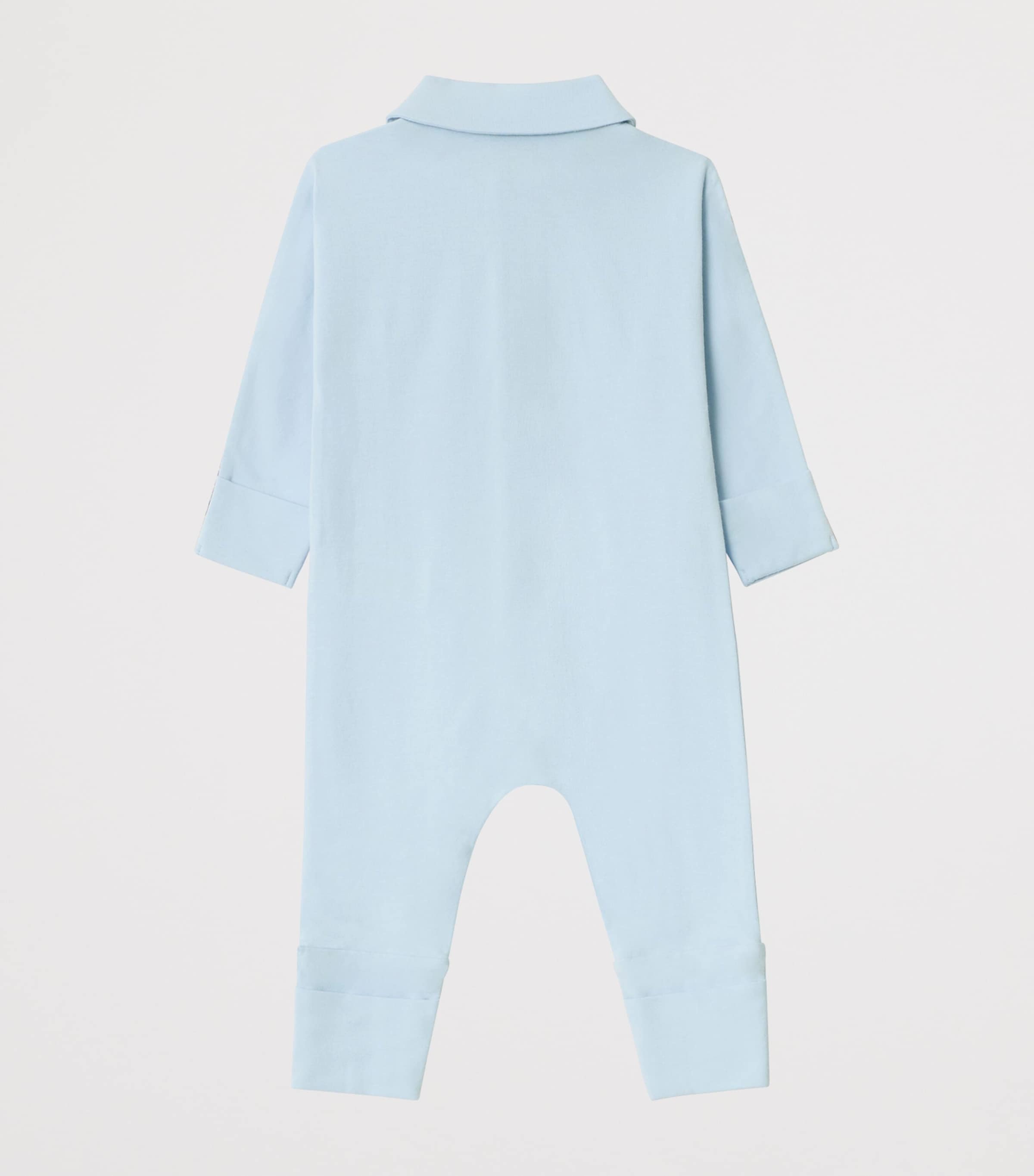 Cotton-Blend All-In-One, Bib and Hat Set (1-18 Months) ICE BLUE Image 2