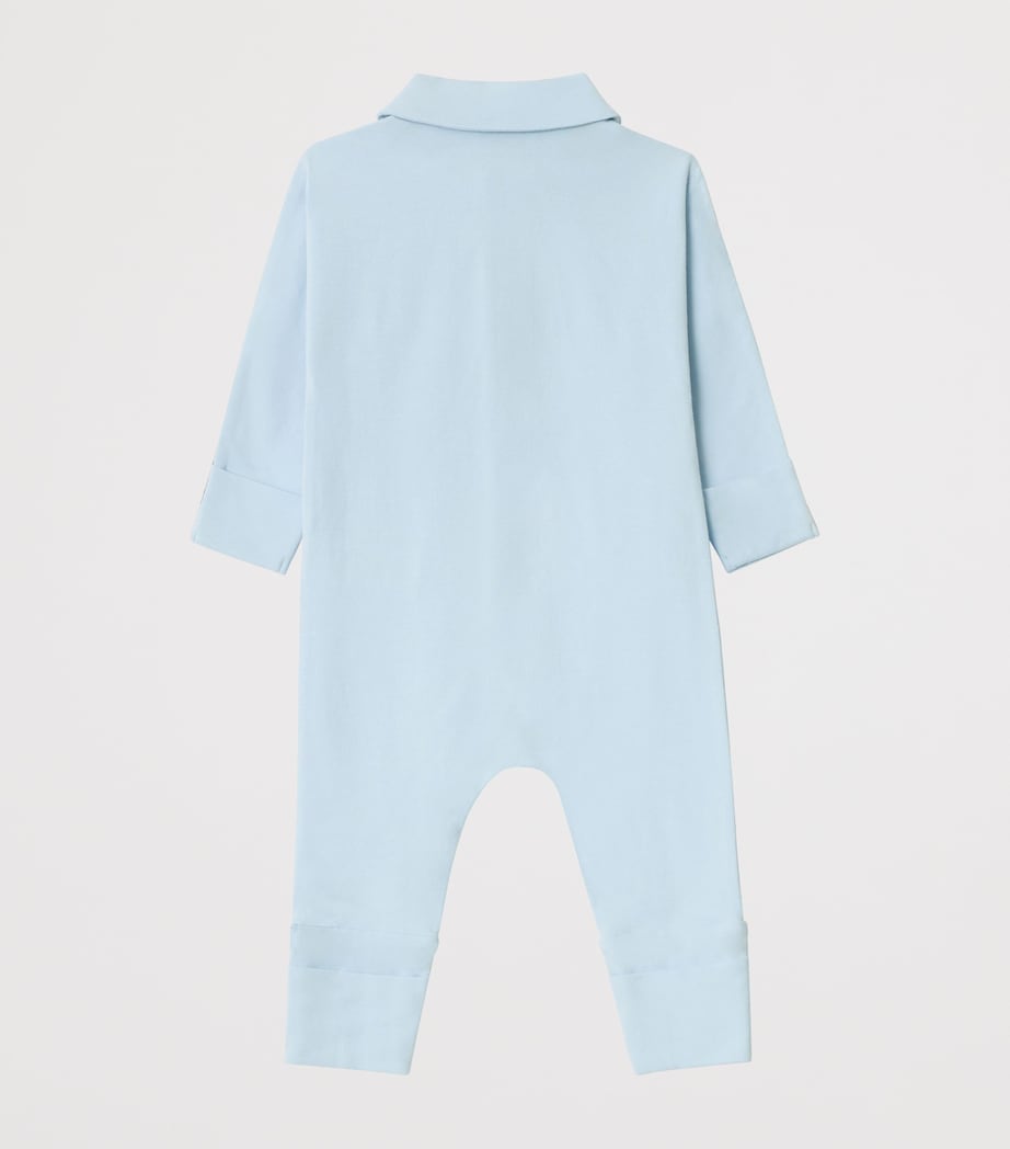 Cotton-Blend All-In-One, Bib and Hat Set (1-18 Months) ICE BLUE Image 2