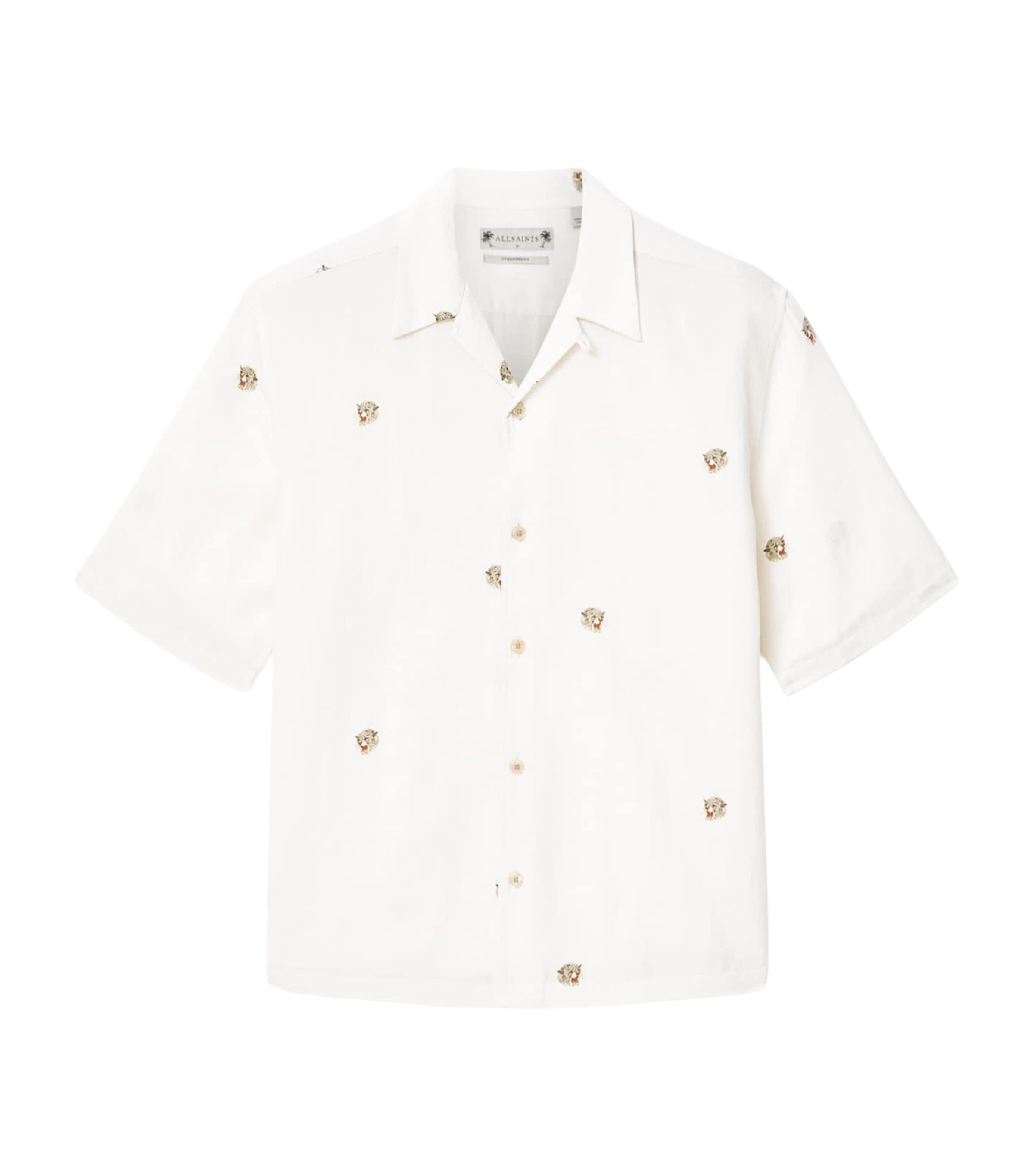 AllSaints Mens Short-Sleeve Feline Shirt Ecru Image 1
