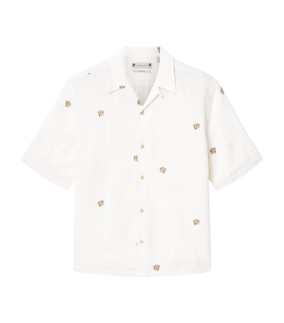 AllSaints Mens Short-Sleeve Feline Shirt Ecru Image 1