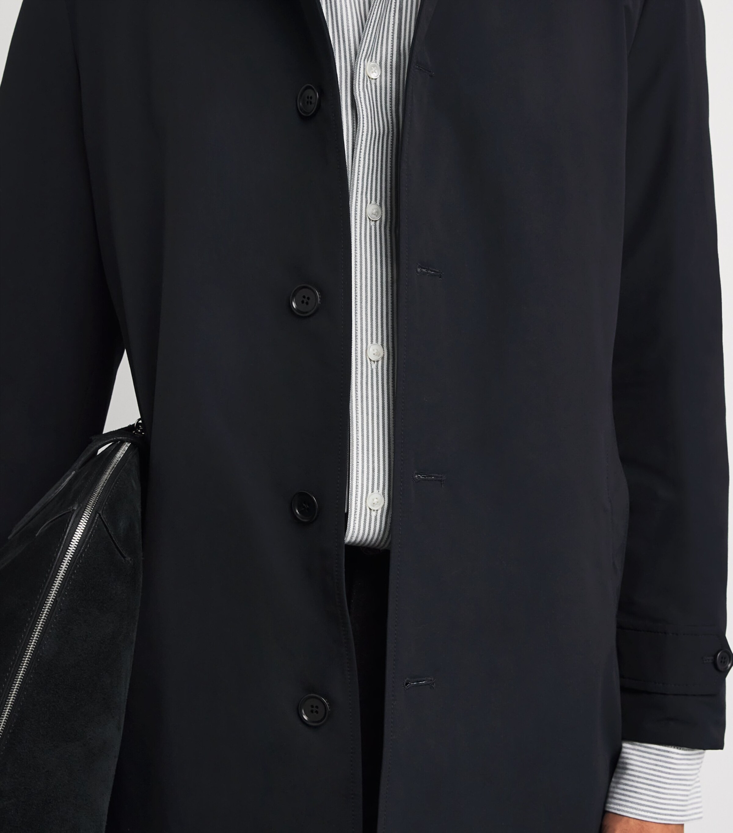 Aspesi Mens Cotton-Blend Down Overcoat Navy / Navy Image 6