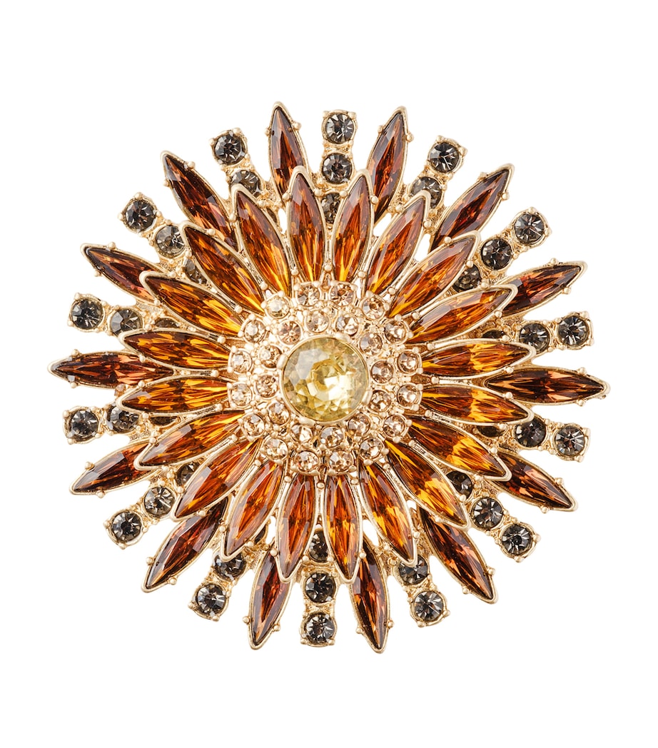Set of 4 Crystal Flower Napkin Rings ORANGE Image 1