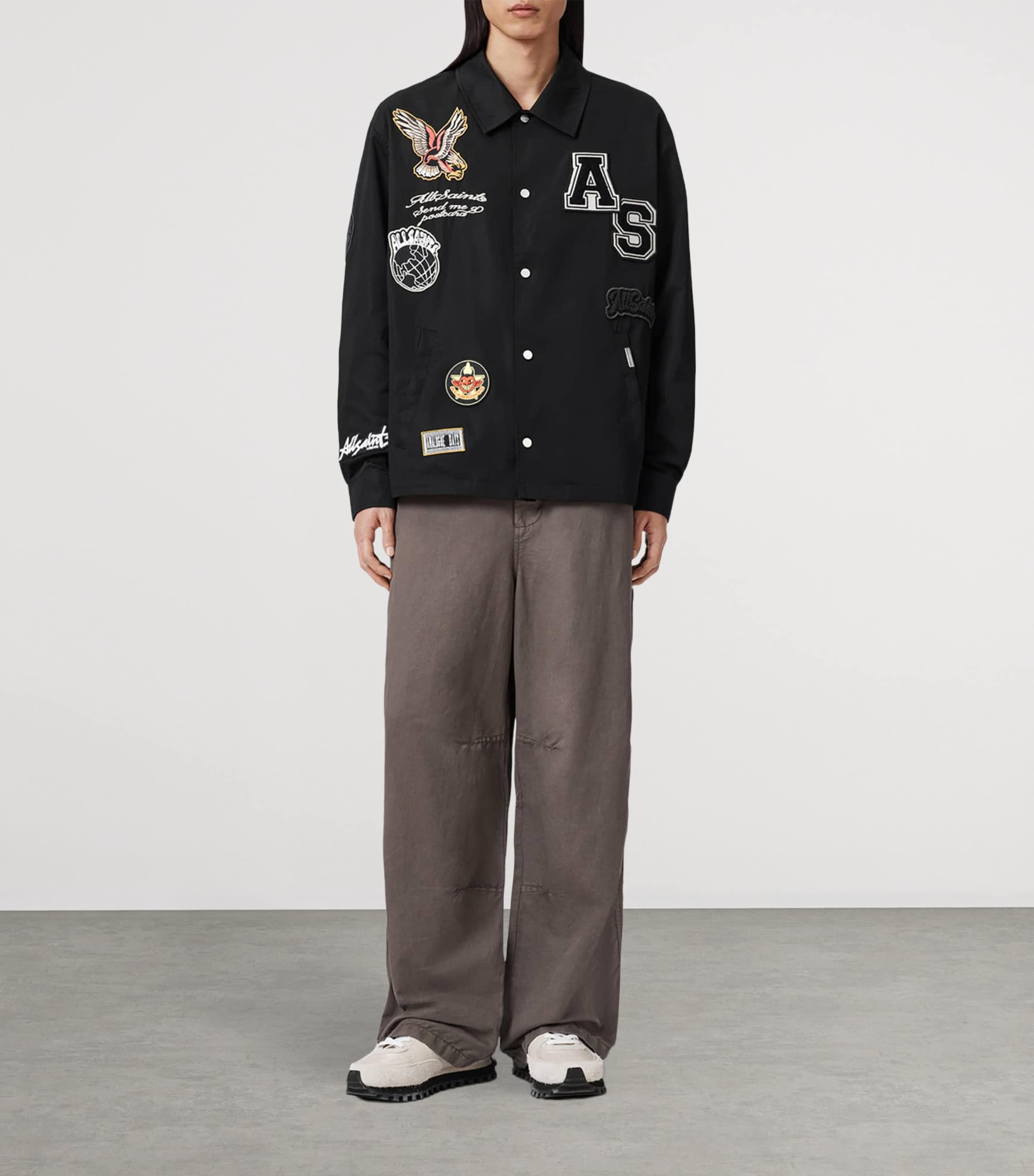 AllSaints Mens Soundman Coach Jacket Black Image 2