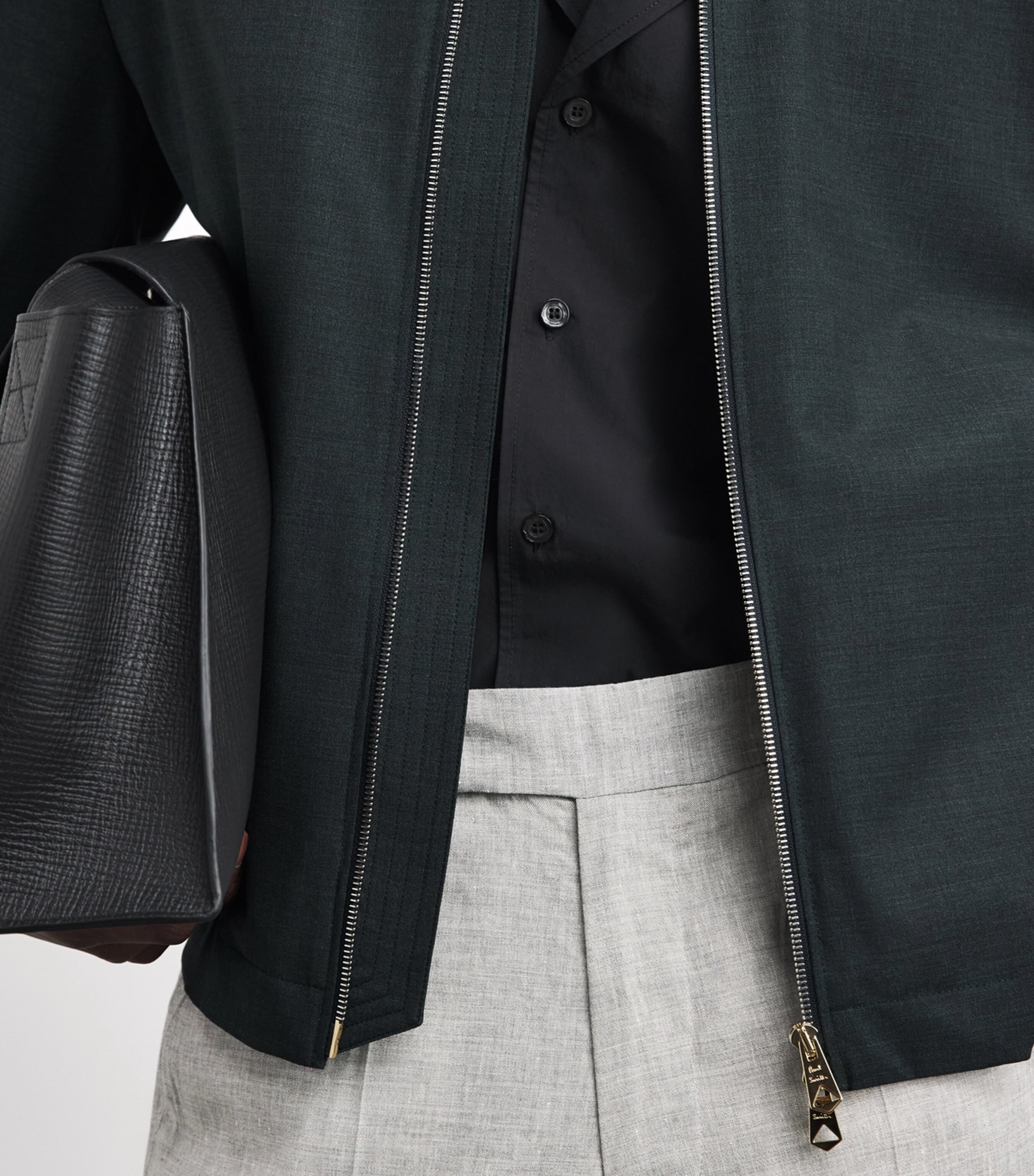 Paul Smith Mens Wool Harrington Jacket Dark Green Image 3
