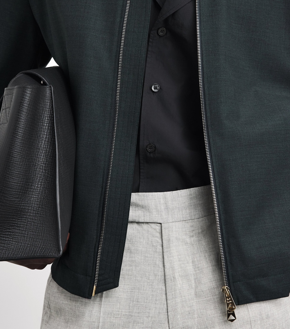 Paul Smith Mens Wool Harrington Jacket Dark Green Image 3