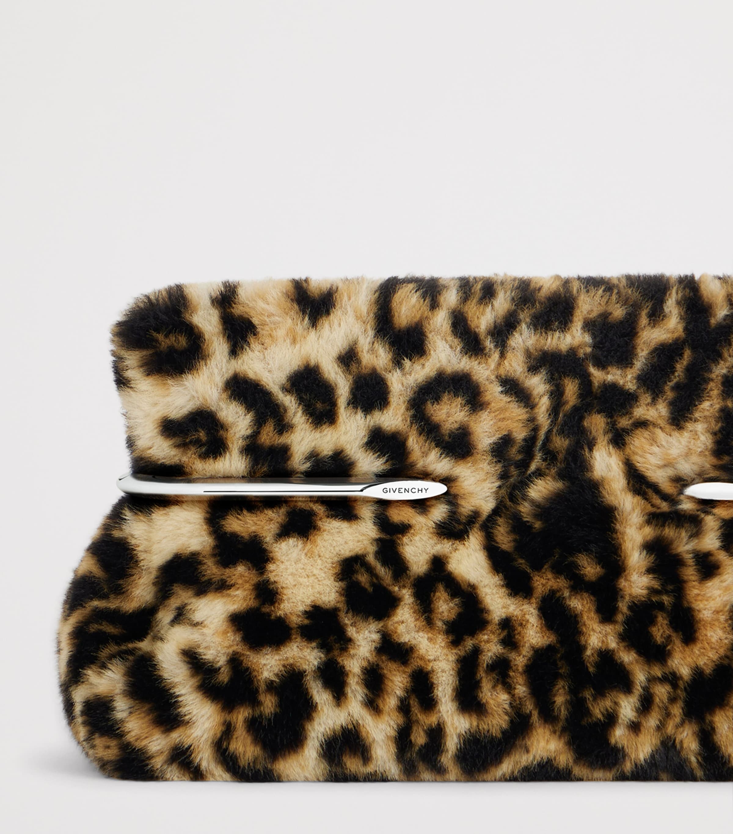 Givenchy Plush Leopard Pinch Clutch Image 6
