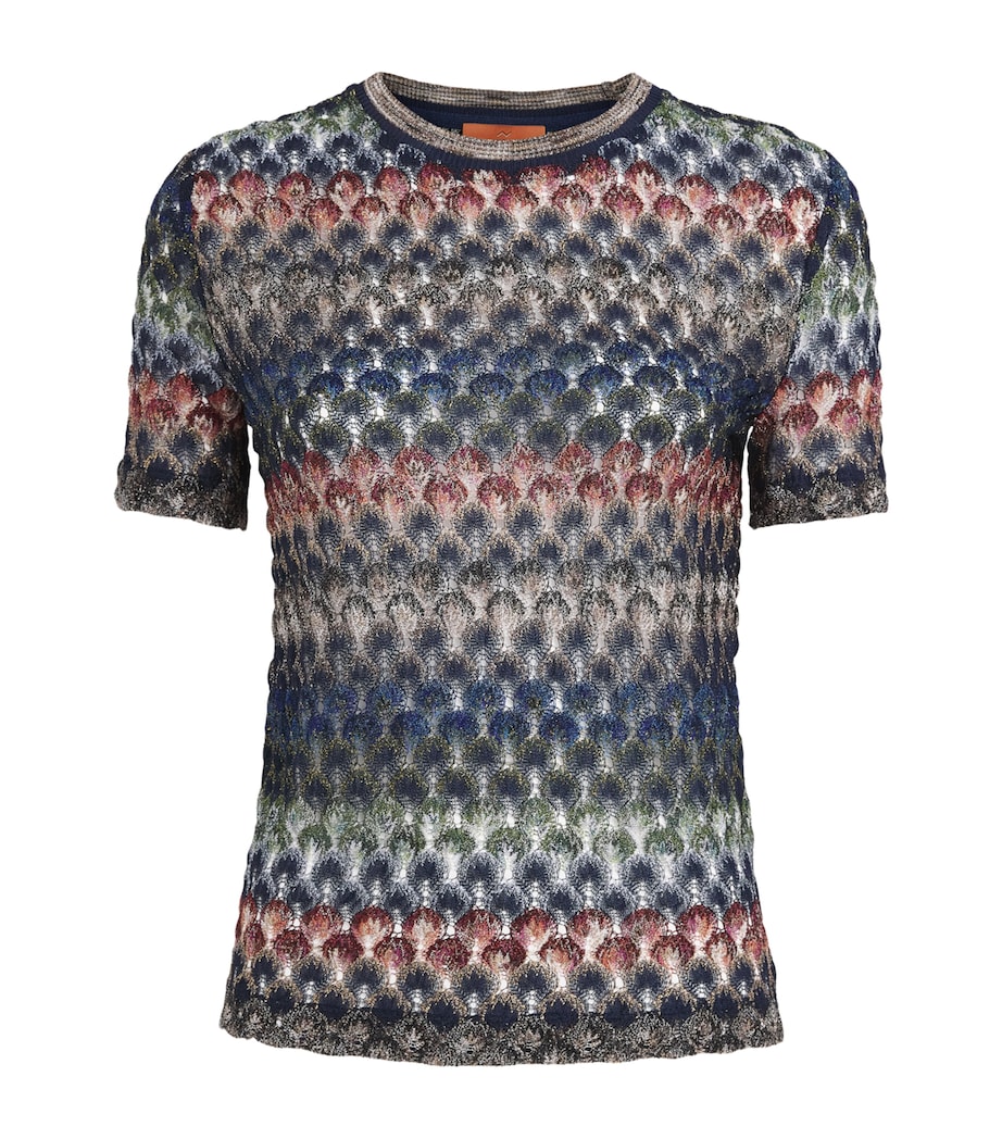 Missoni Womens Knitted Metallic T-Shirt Smspv Multi Drk Vrsn Image 1
