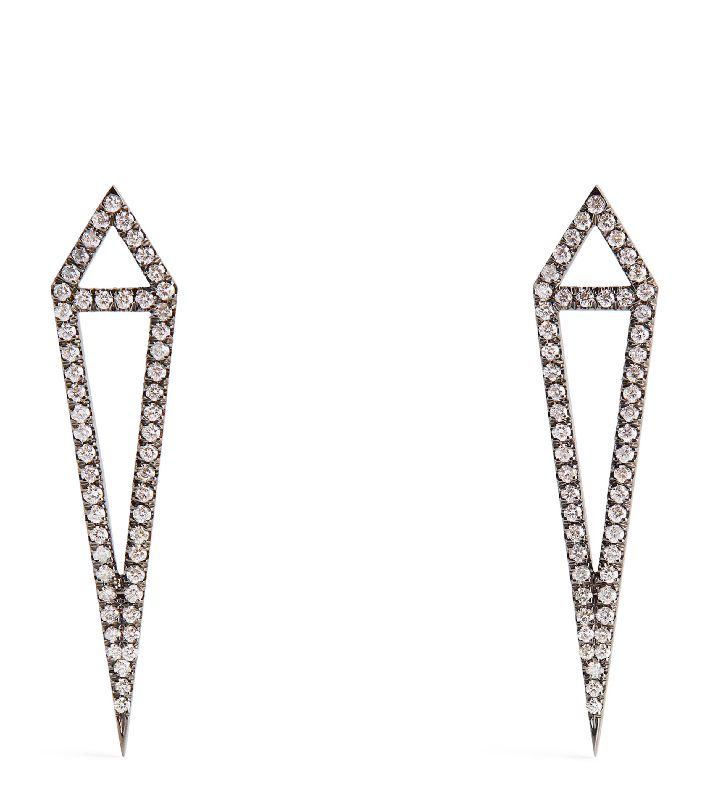 Eva Fehren Blackened White Gold and Diamond Dagger Stud Earrings Black Gold Image 1