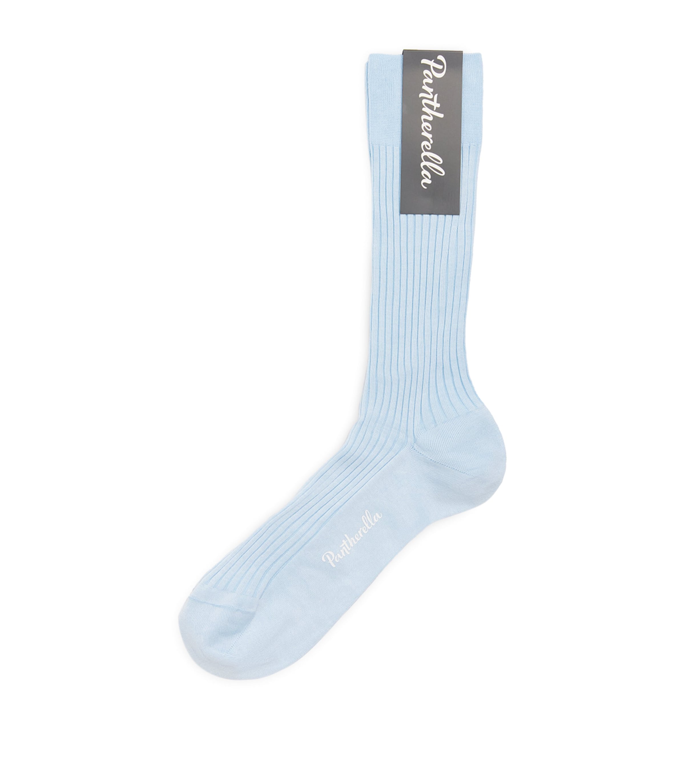 Pantherella Mens Ribbed Danvers Socks Sky Blue Image 1