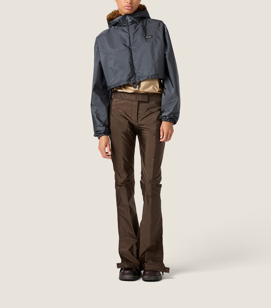 Miu Miu Womens Technical Fabric-Shearling Jacket Grey Image 2