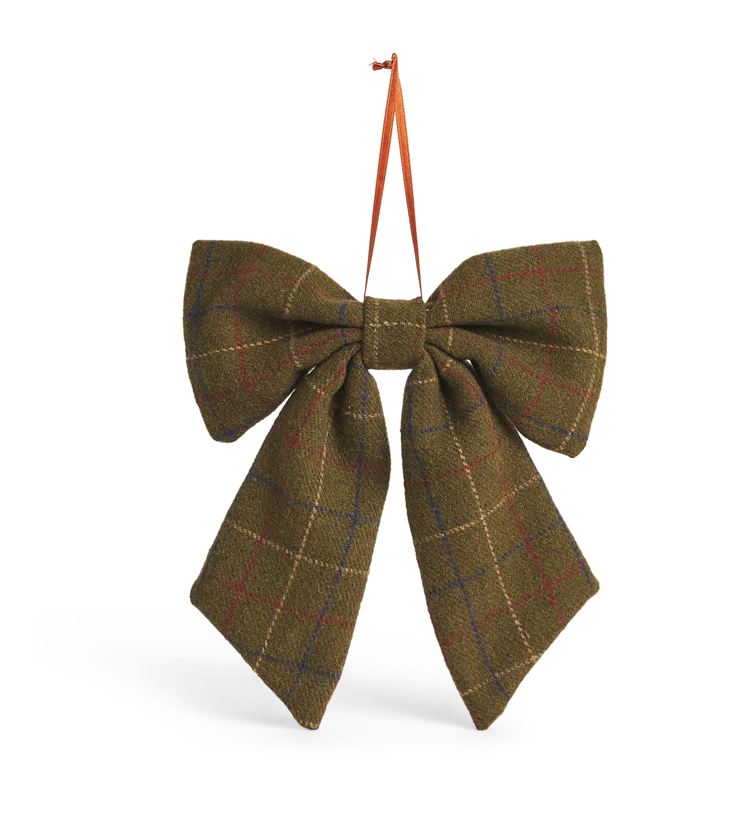 Luxury Garland Tweed Bow Tree Decoration Check Green Image 1
