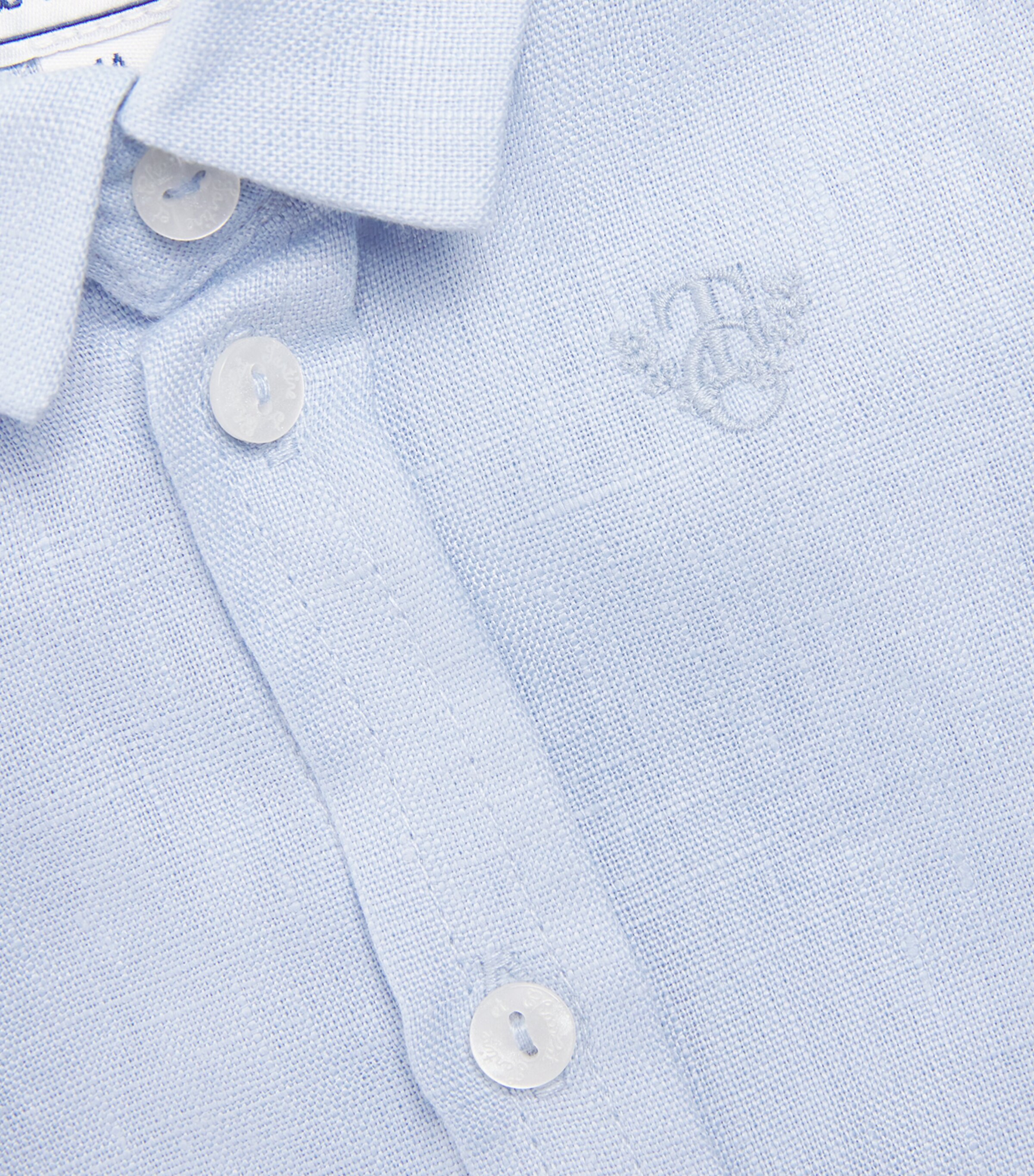 Tartine et Chocolat Linen Monogram Shirt (3 Months-4 Years) Bleu Grisï¿½ Image 4