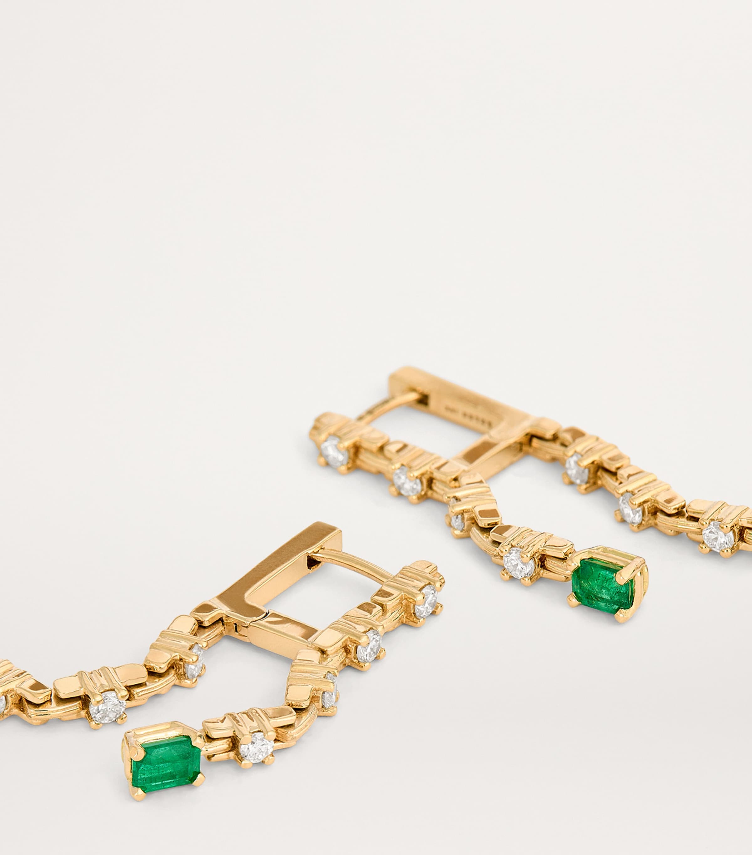 Small Yellow Gold, Diamond and Emerald Pirouette Strand Earrings YELLOW GOLD Image 5