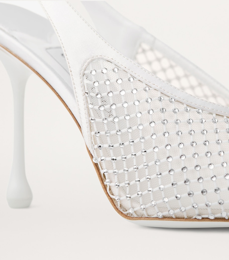 Isa 95 Leather Slingback Pumps WHITE/CRYSTAL Image 6