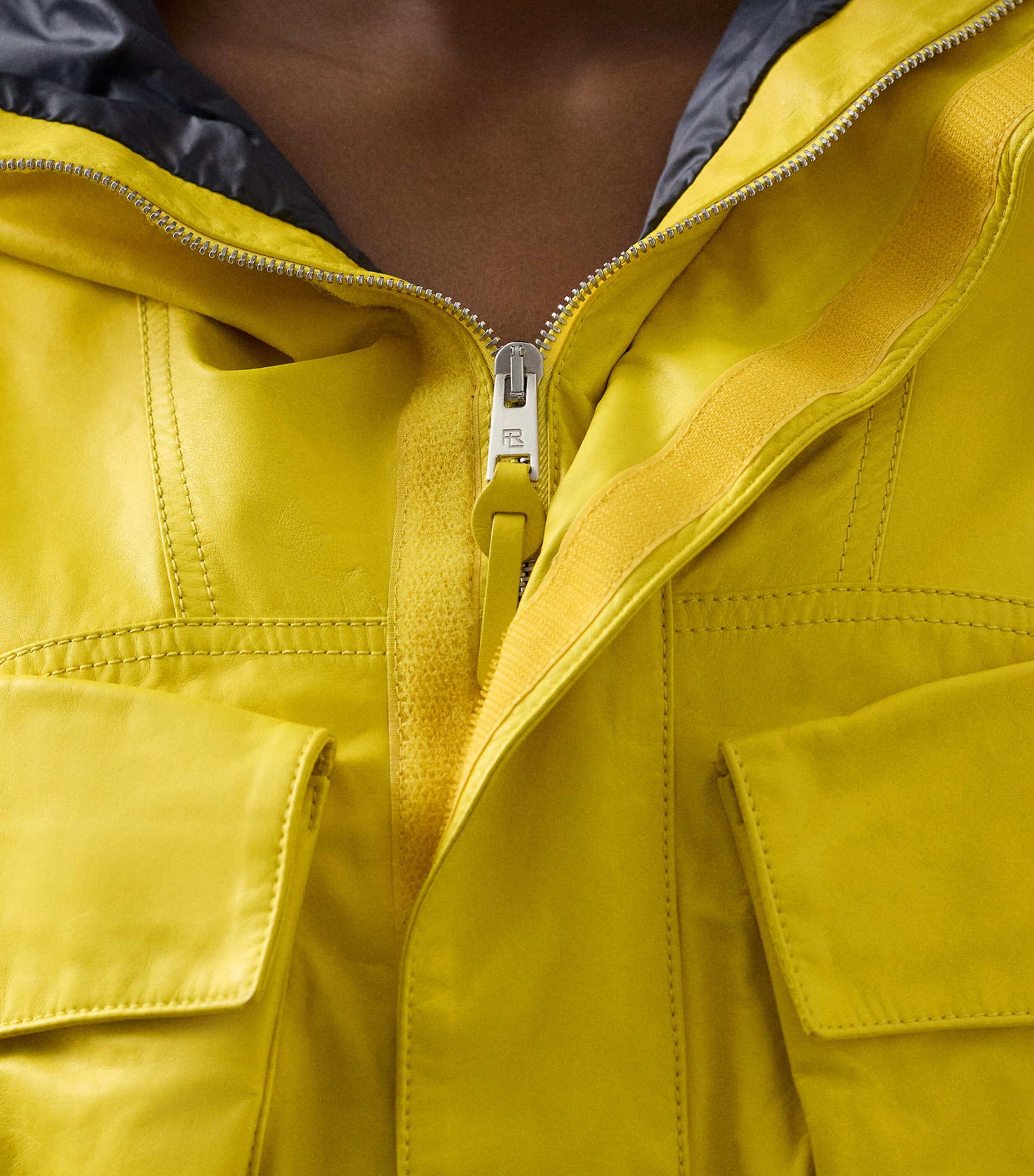 Ferra Cropped Calfskin Jacket YELLOW Image 6