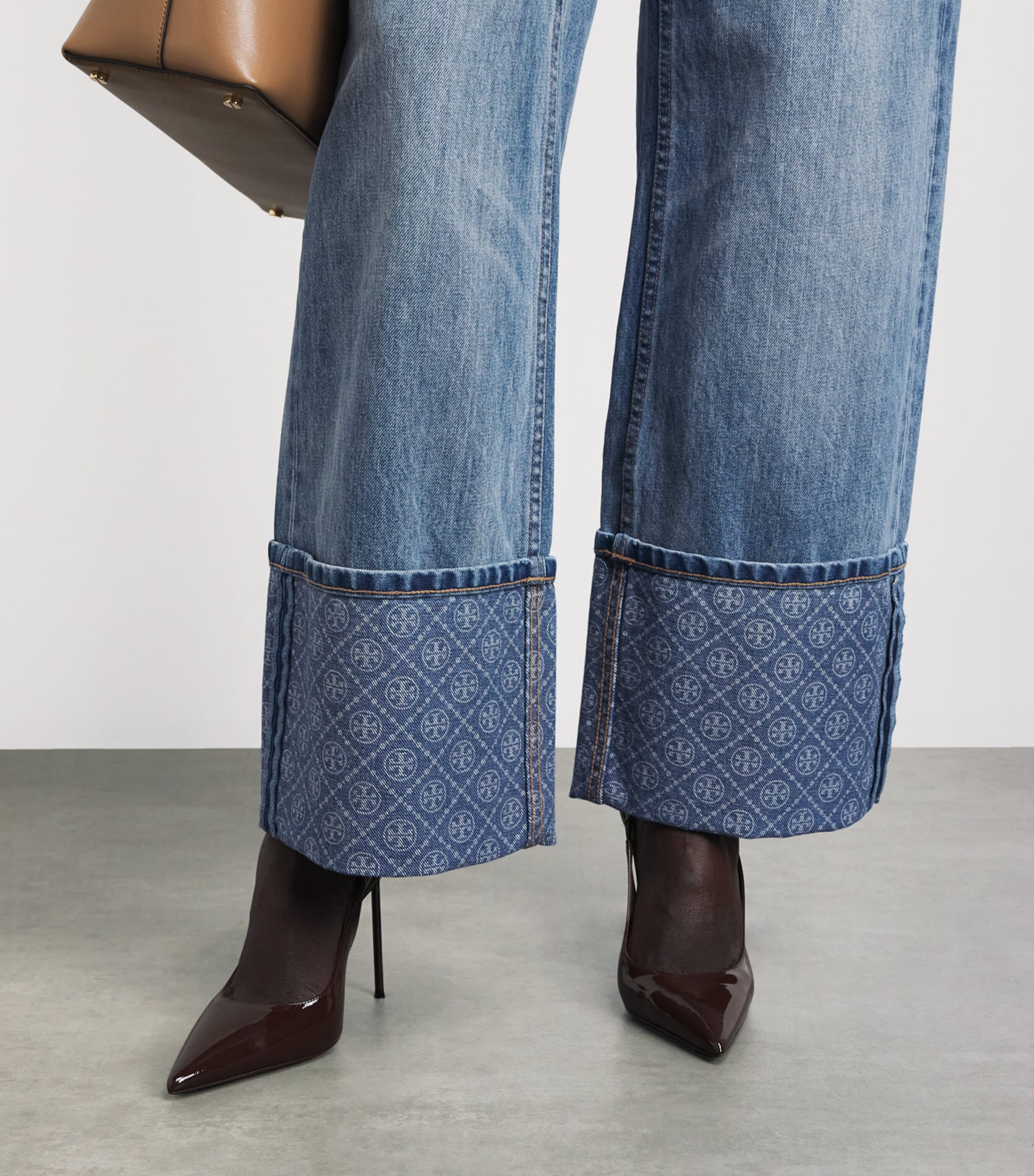 Tory Burch Womens High-Rise Straight Jeans Lght Vntge Wsh Image 3