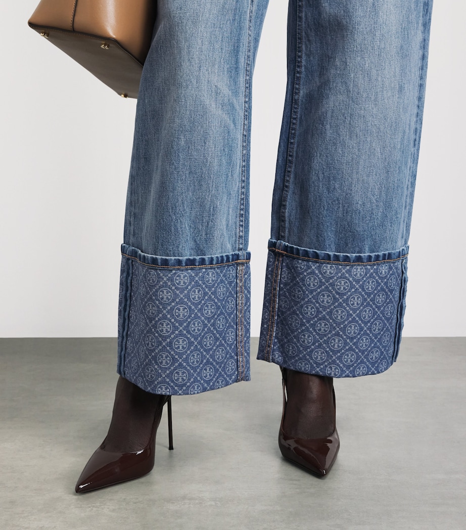 Tory Burch Womens High-Rise Straight Jeans Lght Vntge Wsh Image 3
